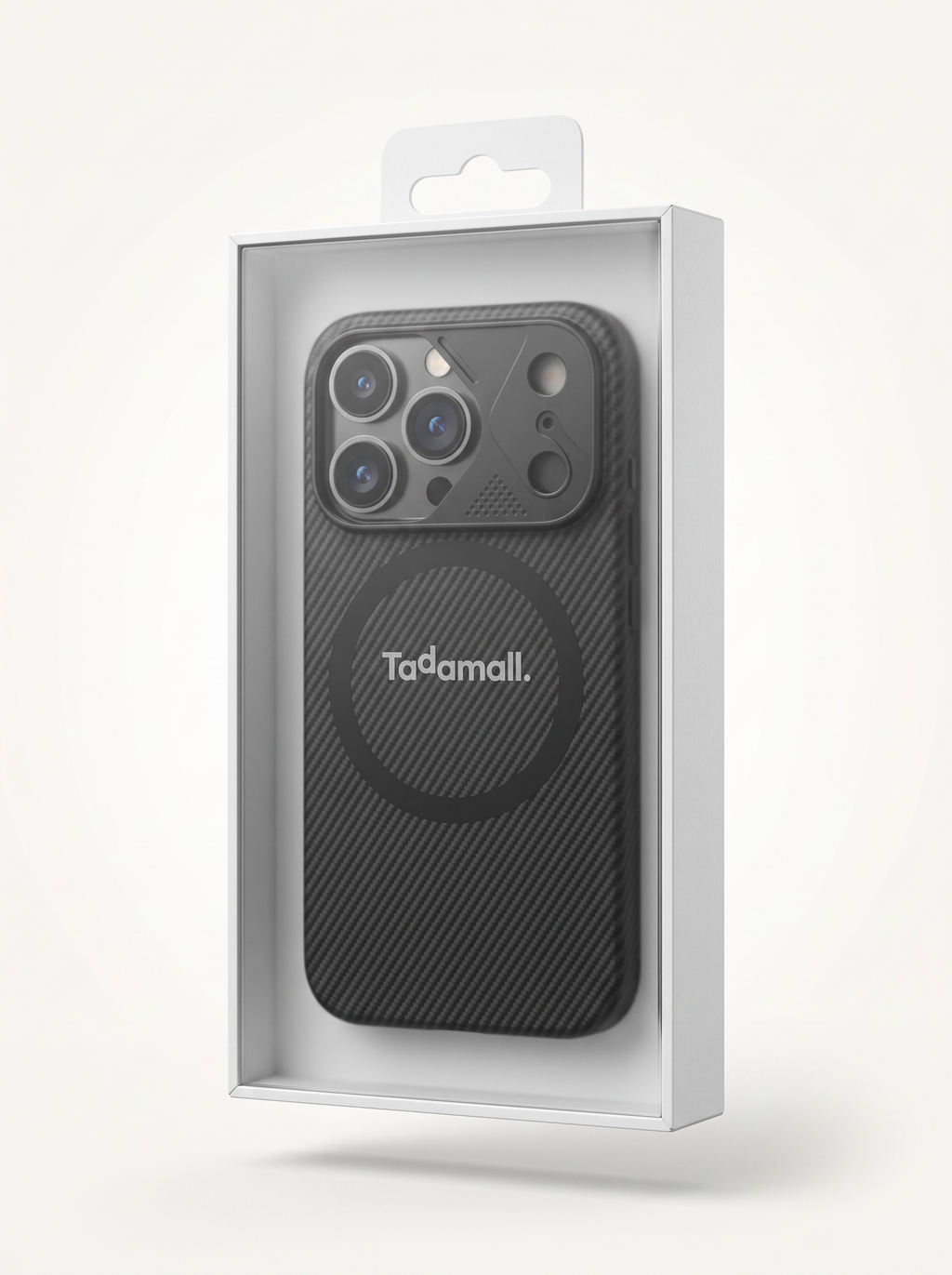 Cyber Carbon Fiber MagSafe Case – Industrial Mecha Camera Armor