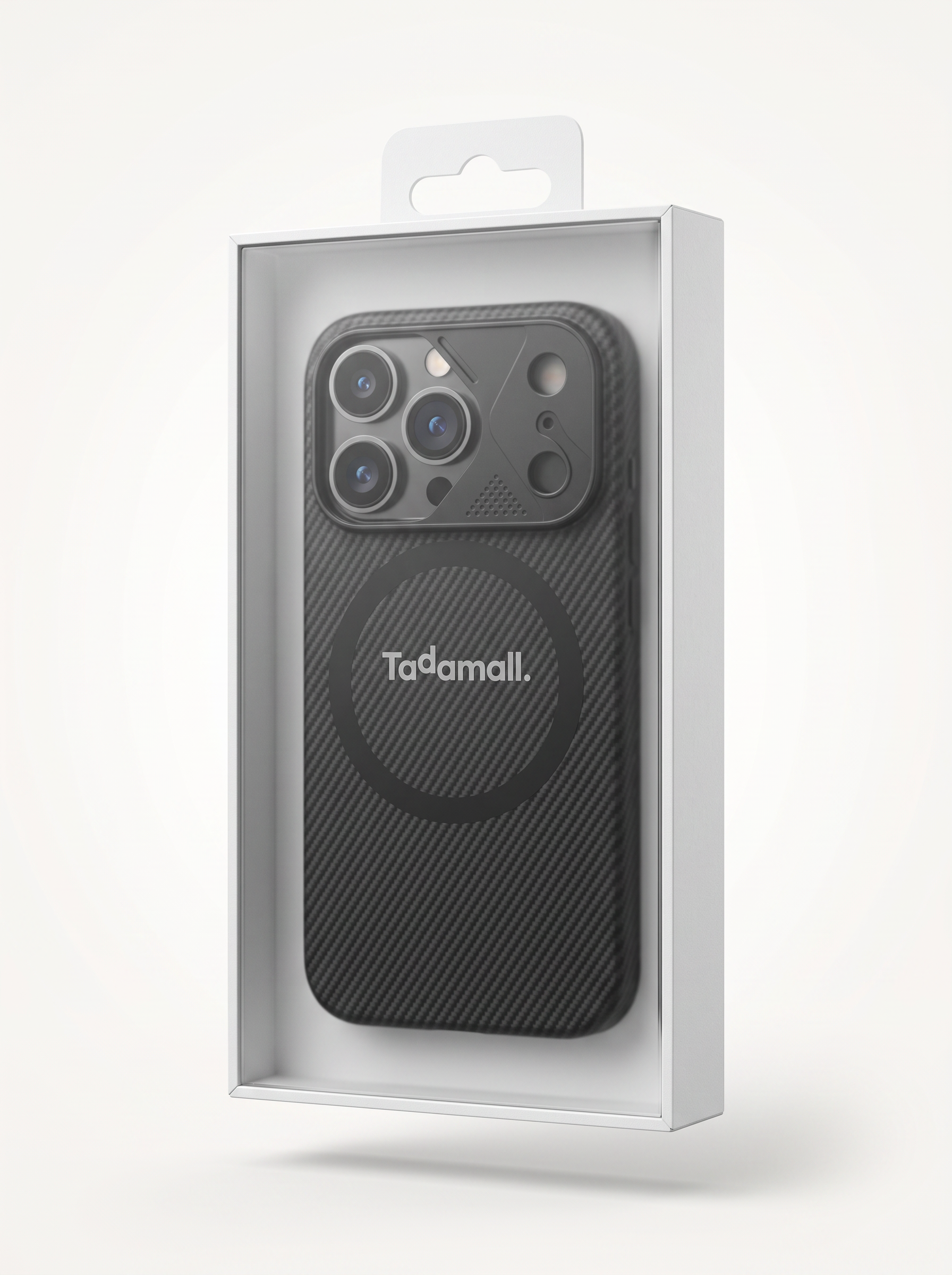 Cyber Carbon Fiber MagSafe Case – Industrial Mecha Camera Armor