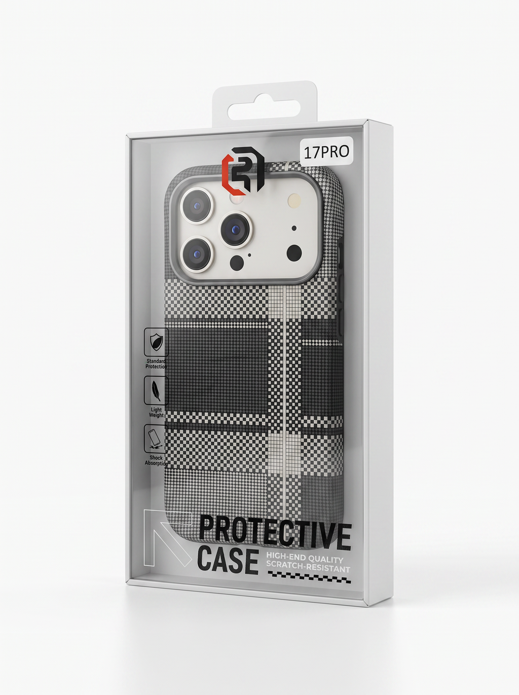 Monochrome Plaid Pixel MagSafe Case – Heritage Check Visor Edition