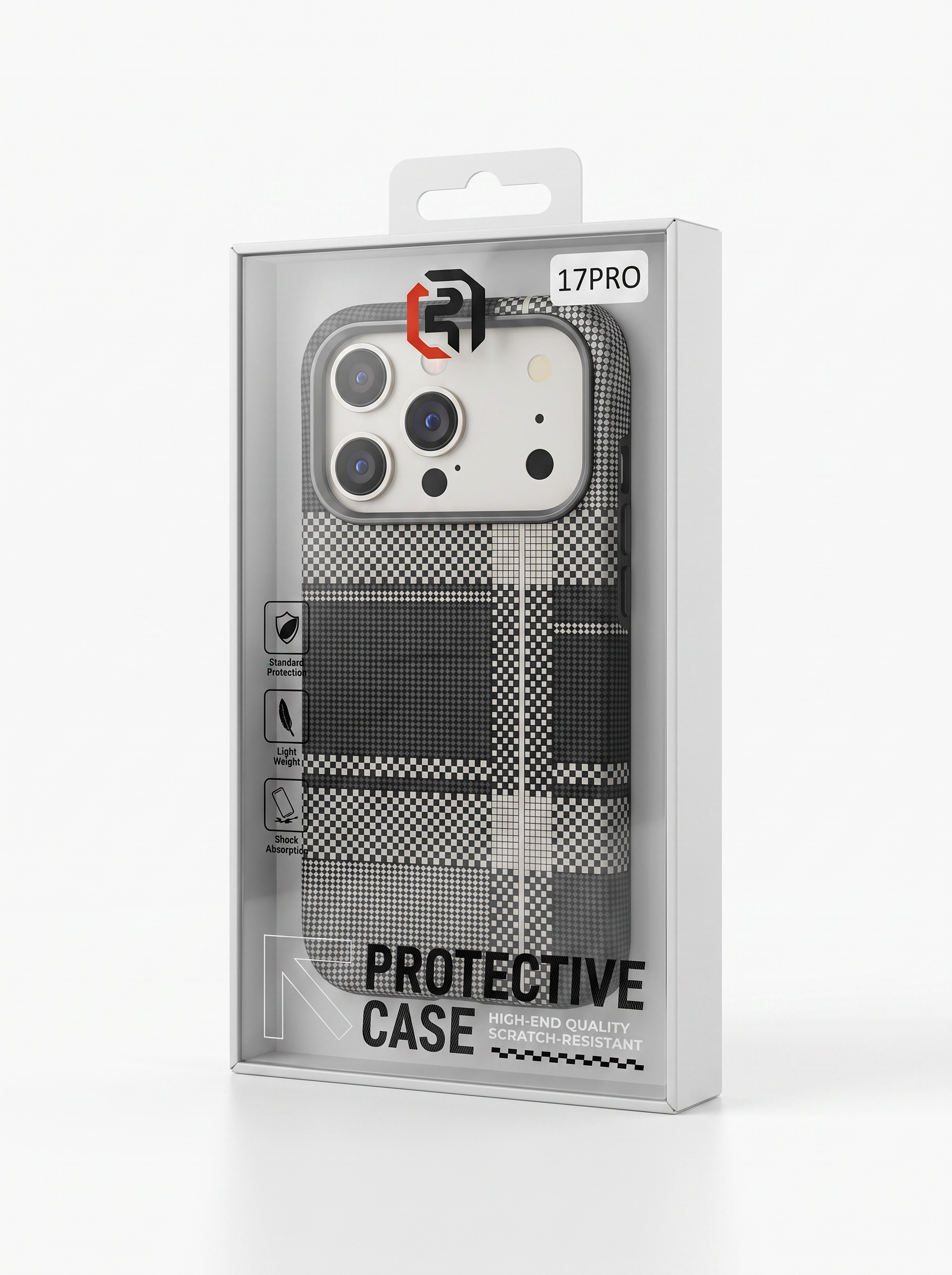 Monochrome Plaid Pixel MagSafe Case – Heritage Check Visor Edition