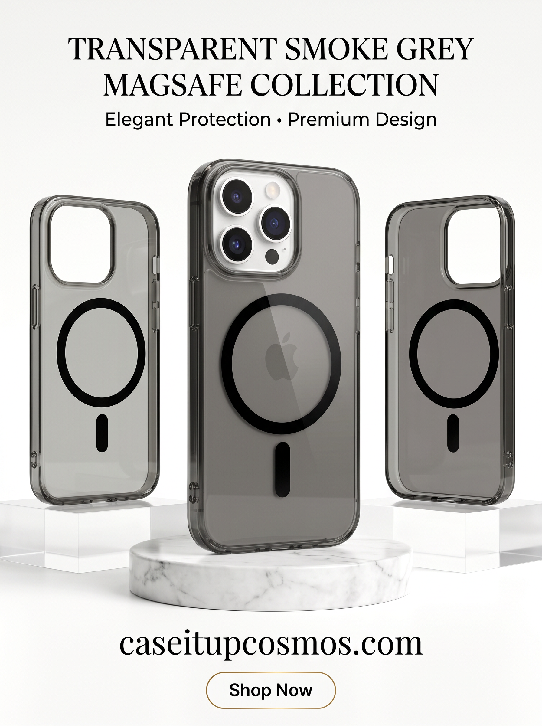 Transparent Smoke Grey MagSafe Case – Stealth Dark Edition