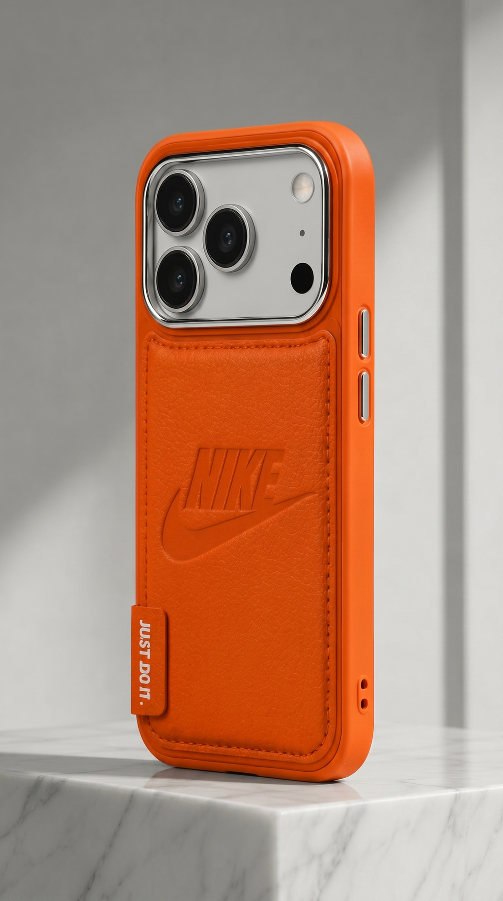 Nike Premium Leather Wallet Phone Case for iPhone 17 Pro – Shockproof Back Cover with Card Holder