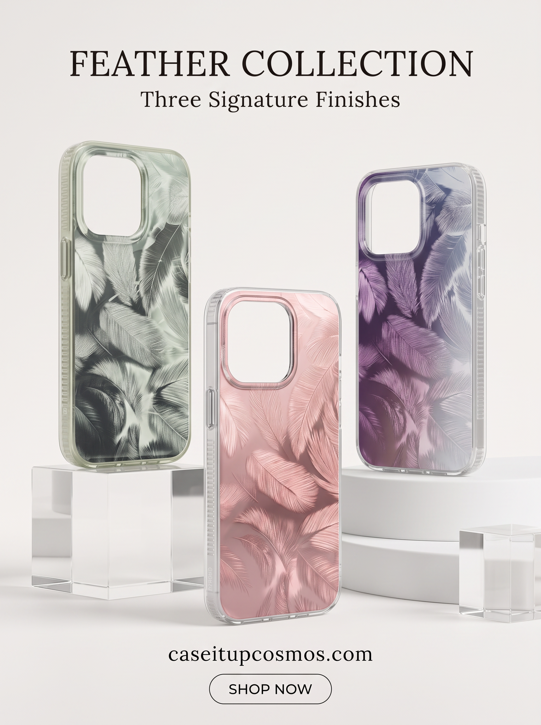 Feather Luxe Transparent Phone Case – Premium Shockproof Designer Cover