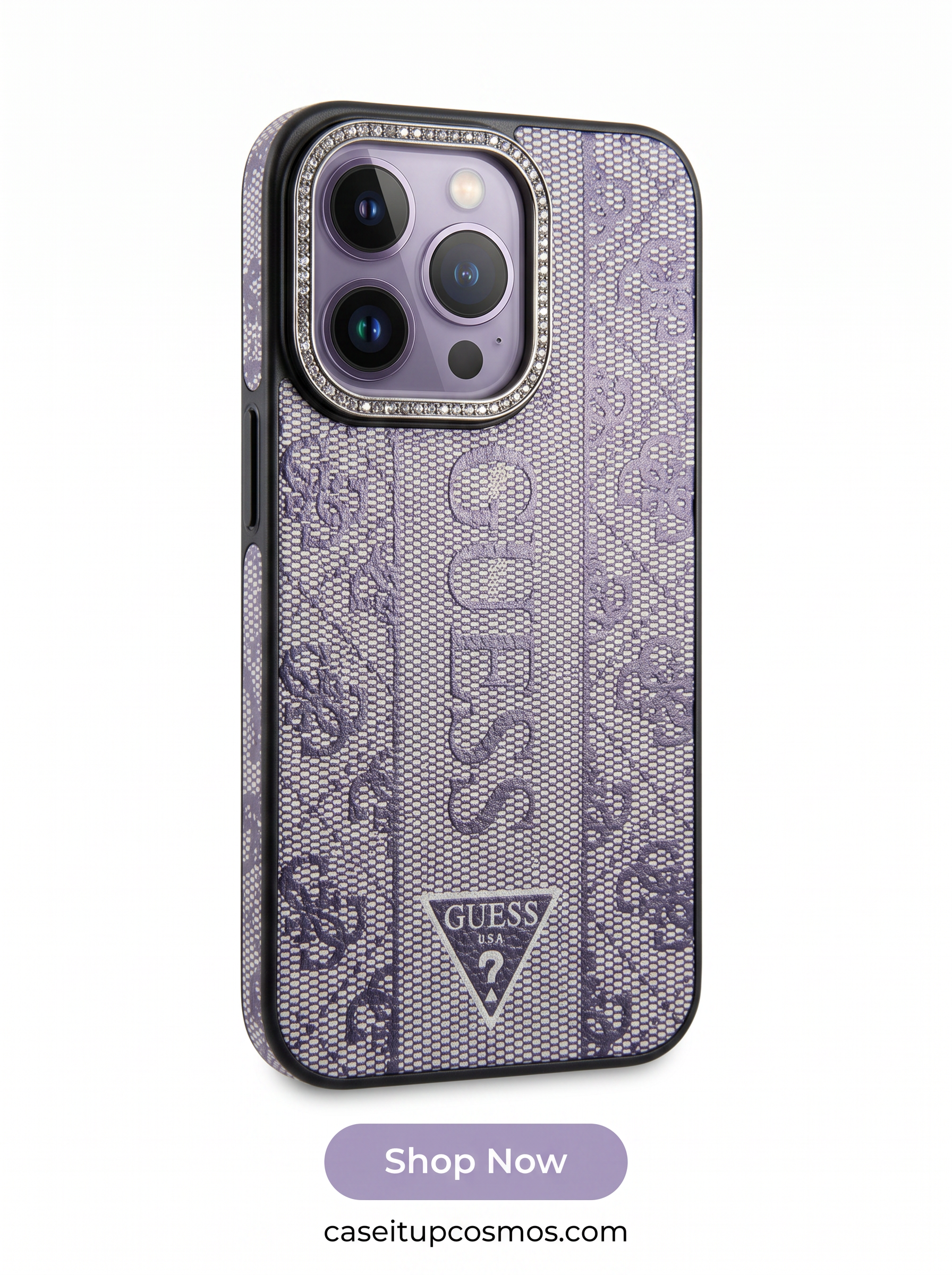 Lilac Monogram Jacquard Case with Diamond Crystal Camera Ring