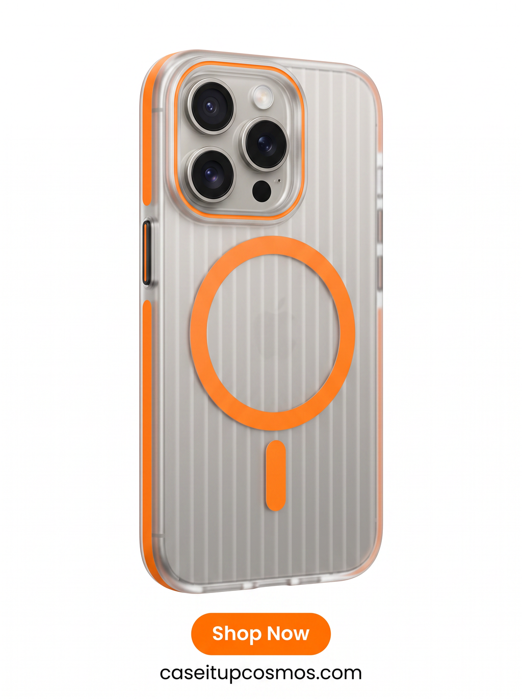 Premier Vertical-Ribbed MagSafe Case with Sunset Orange Accents