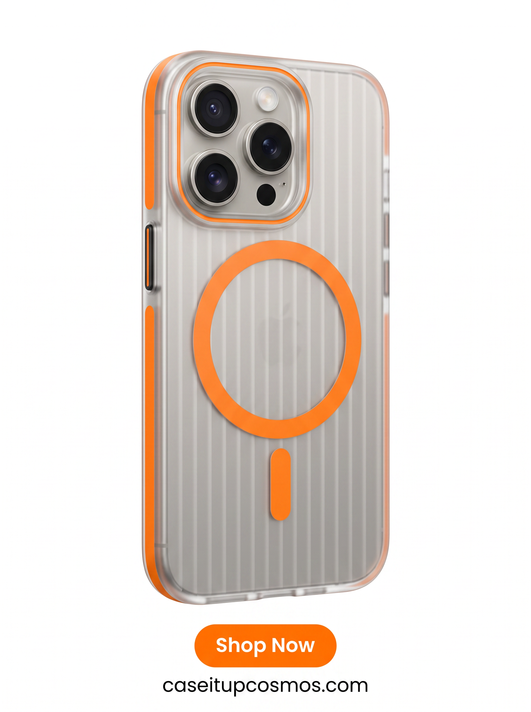 Premier Vertical-Ribbed MagSafe Case with Sunset Orange Accents