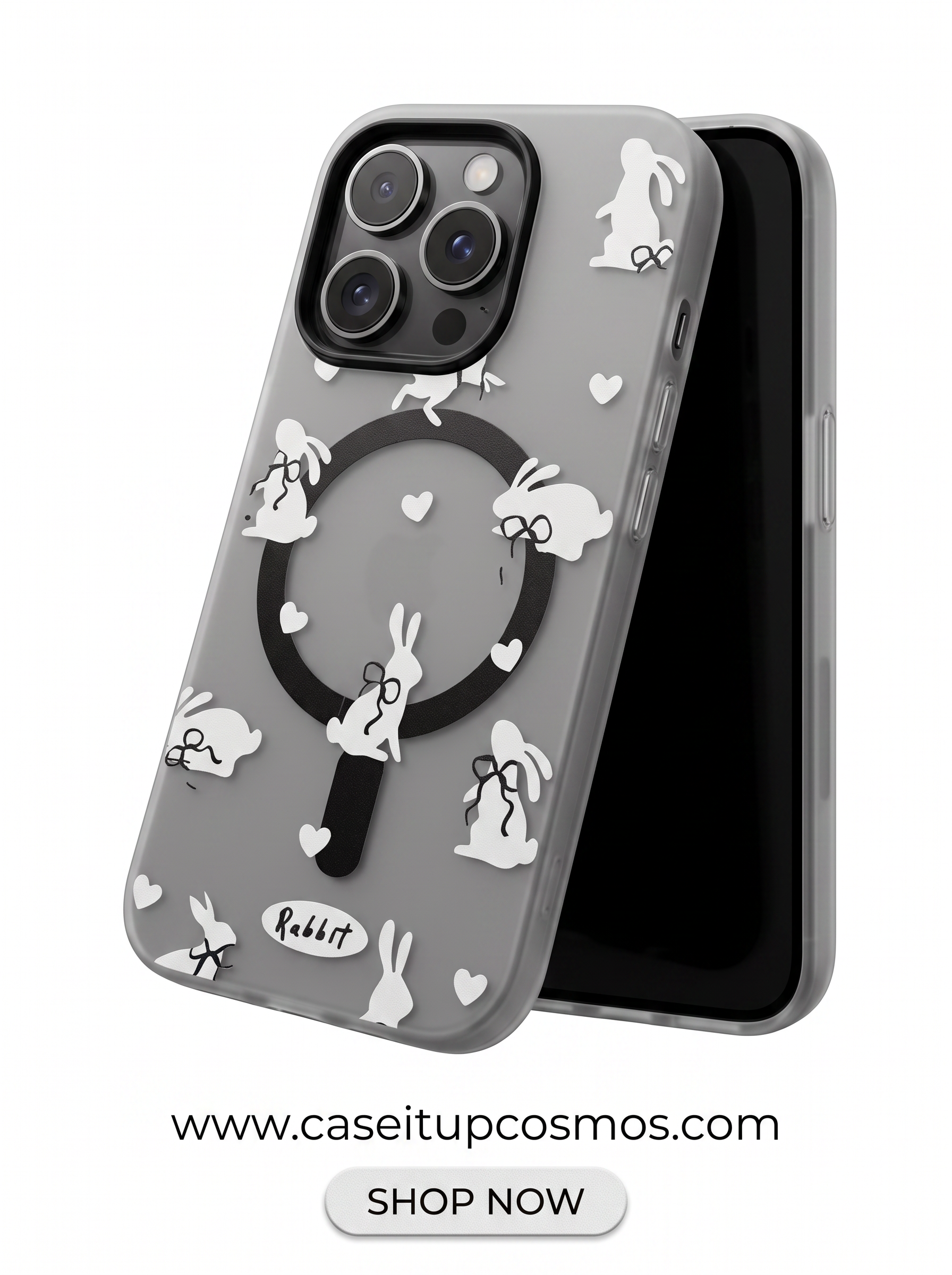 Cosmos™ Coquette Ribbon Bunny MagSafe iPhone Case | Frosted Matte Smoke