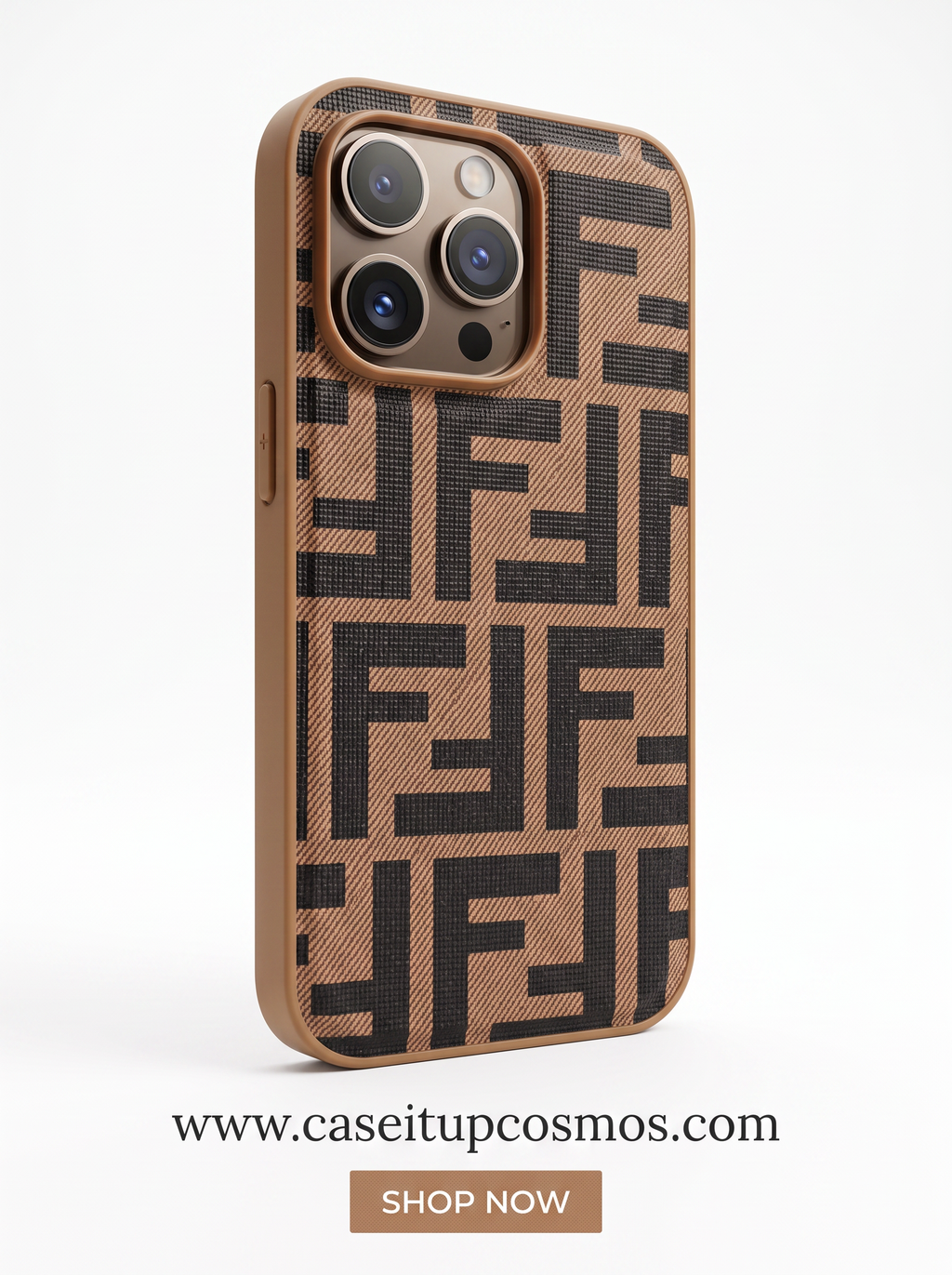 Cosmos™ FF Double-Monogram Woven Canvas iPhone Case | Tobacco Tan