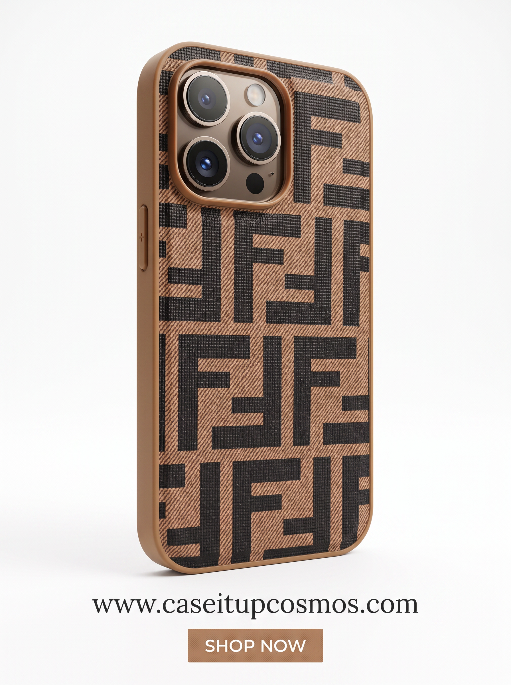 Cosmos™ FF Double-Monogram Woven Canvas iPhone Case | Tobacco Tan