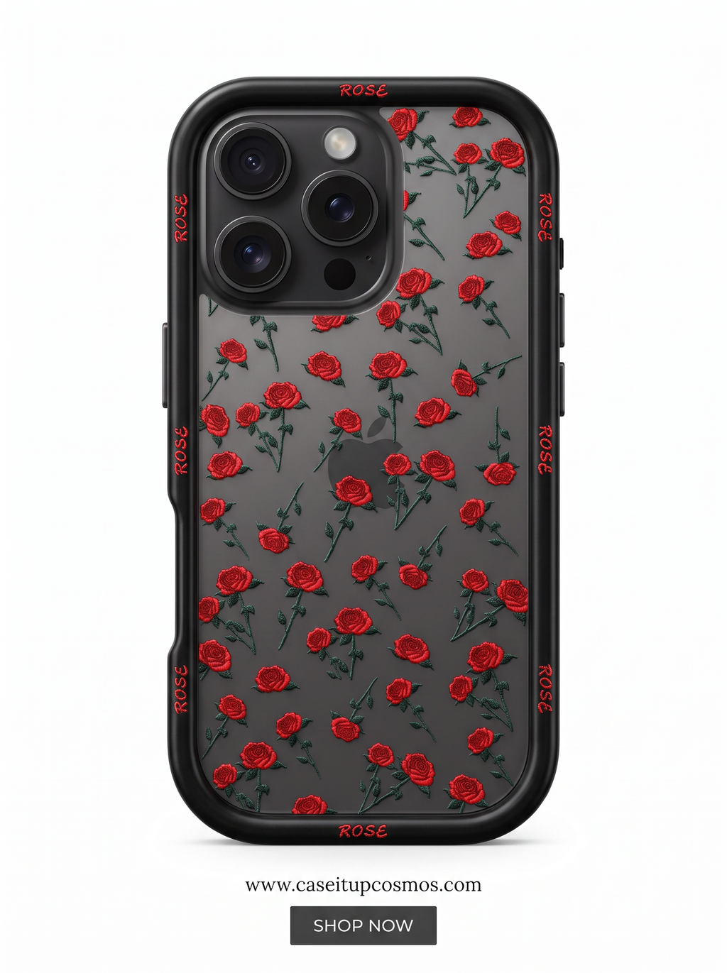 Cosmos™ Dark Romance Rose Printed iPhone Case | Edge Typography Bumper