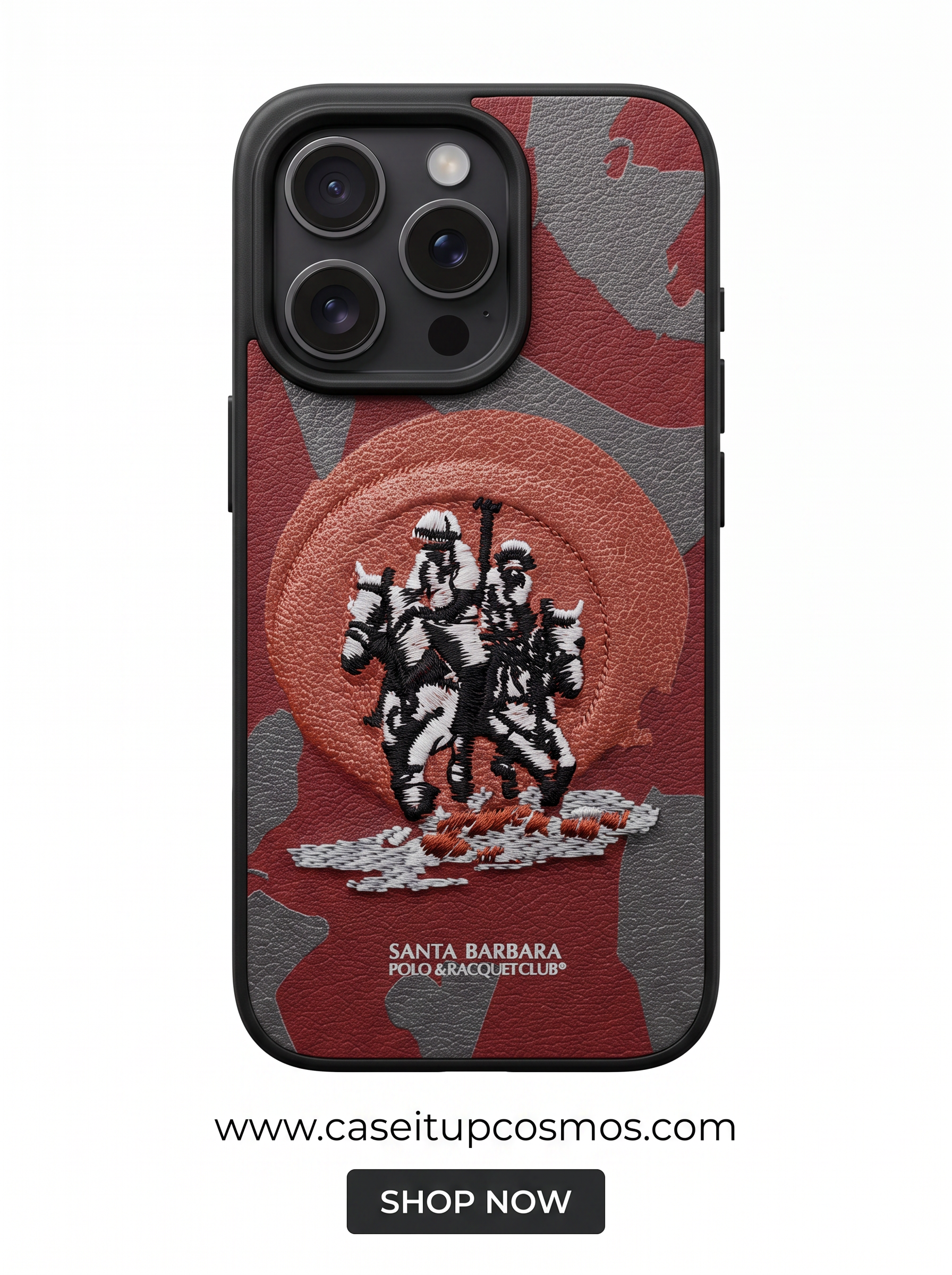 Cosmos™ Santa Barbara Polo 3D Embroidery Leather iPhone Case | Heritage Camo