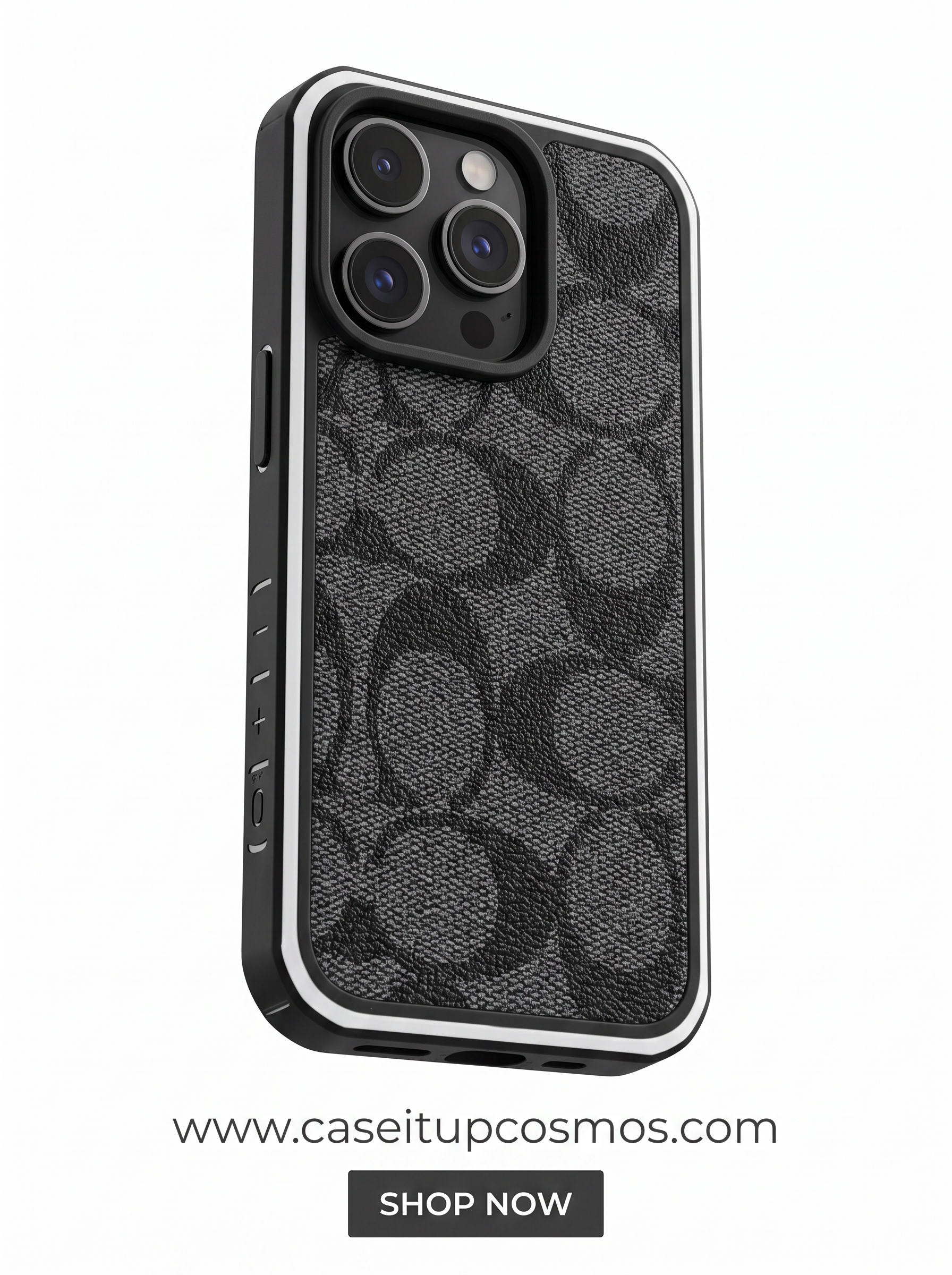 Cosmos™ Luxury Monogram Leather & Woven Canvas iPhone Case