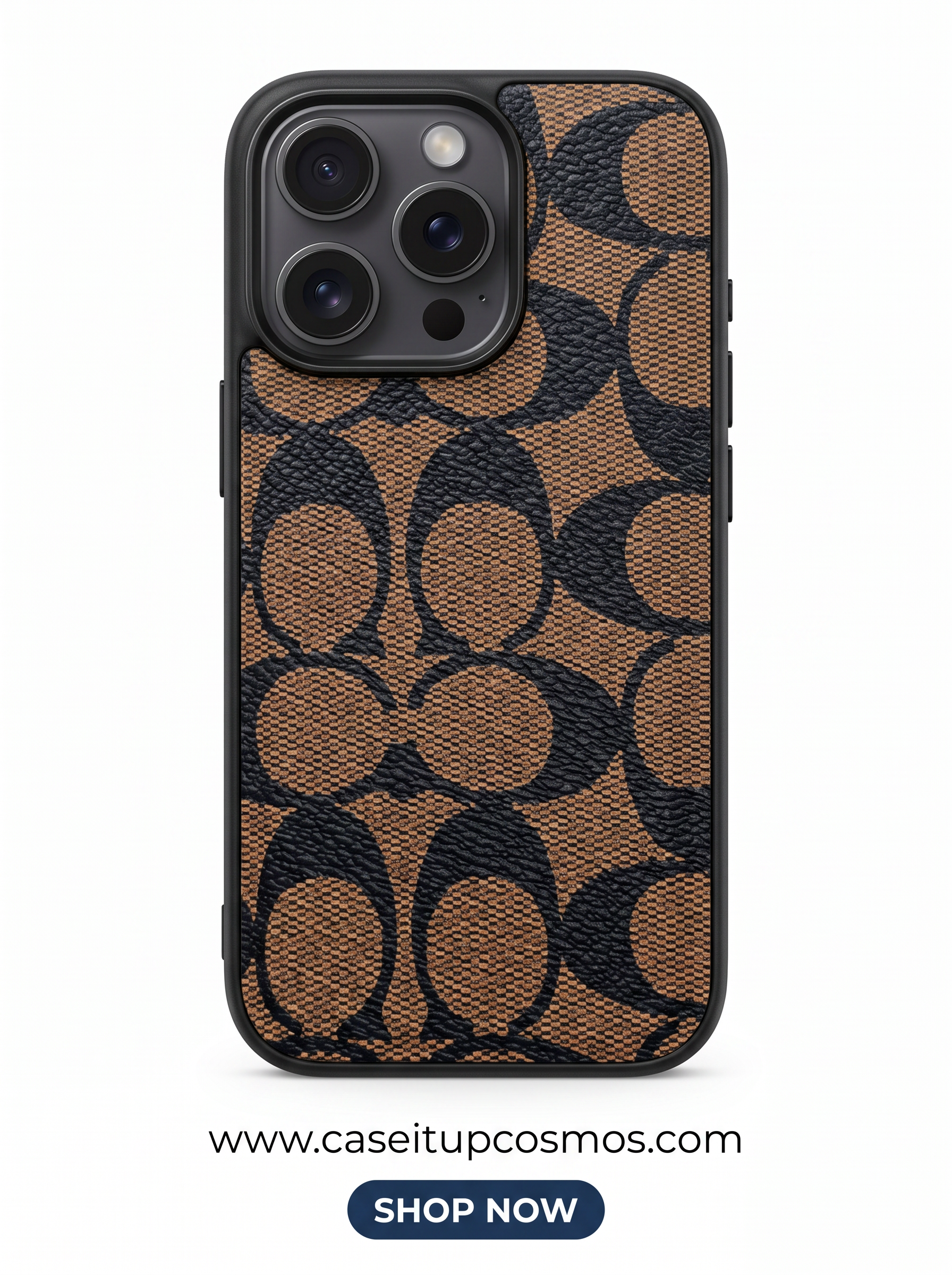 Cosmos™ Signature "C" Monogram Canvas & Leather iPhone Case | Saddle Tan