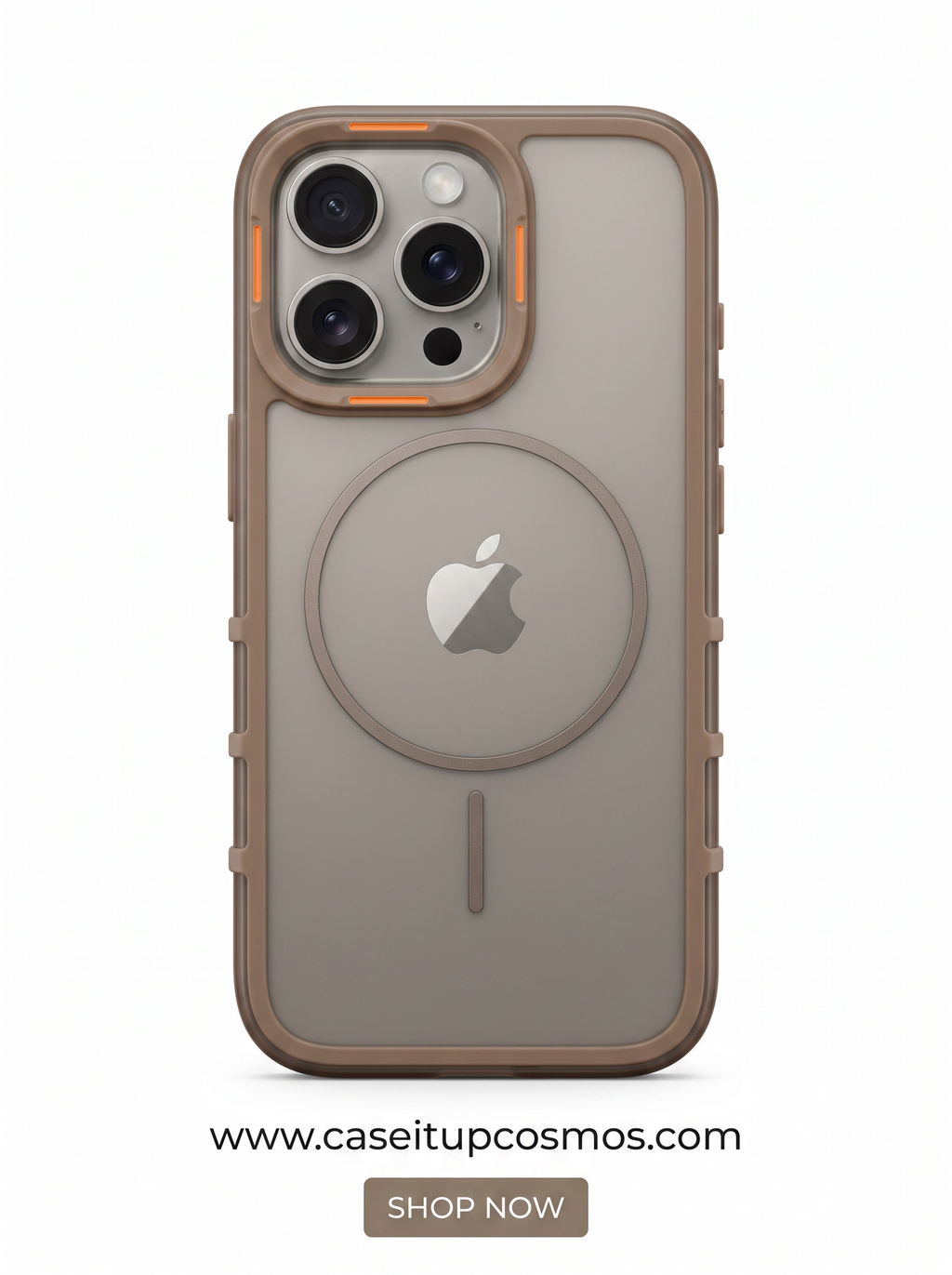 Cosmos™ Tactical Mesh MagSafe iPhone Case | Taupe Brown & Orange Accents