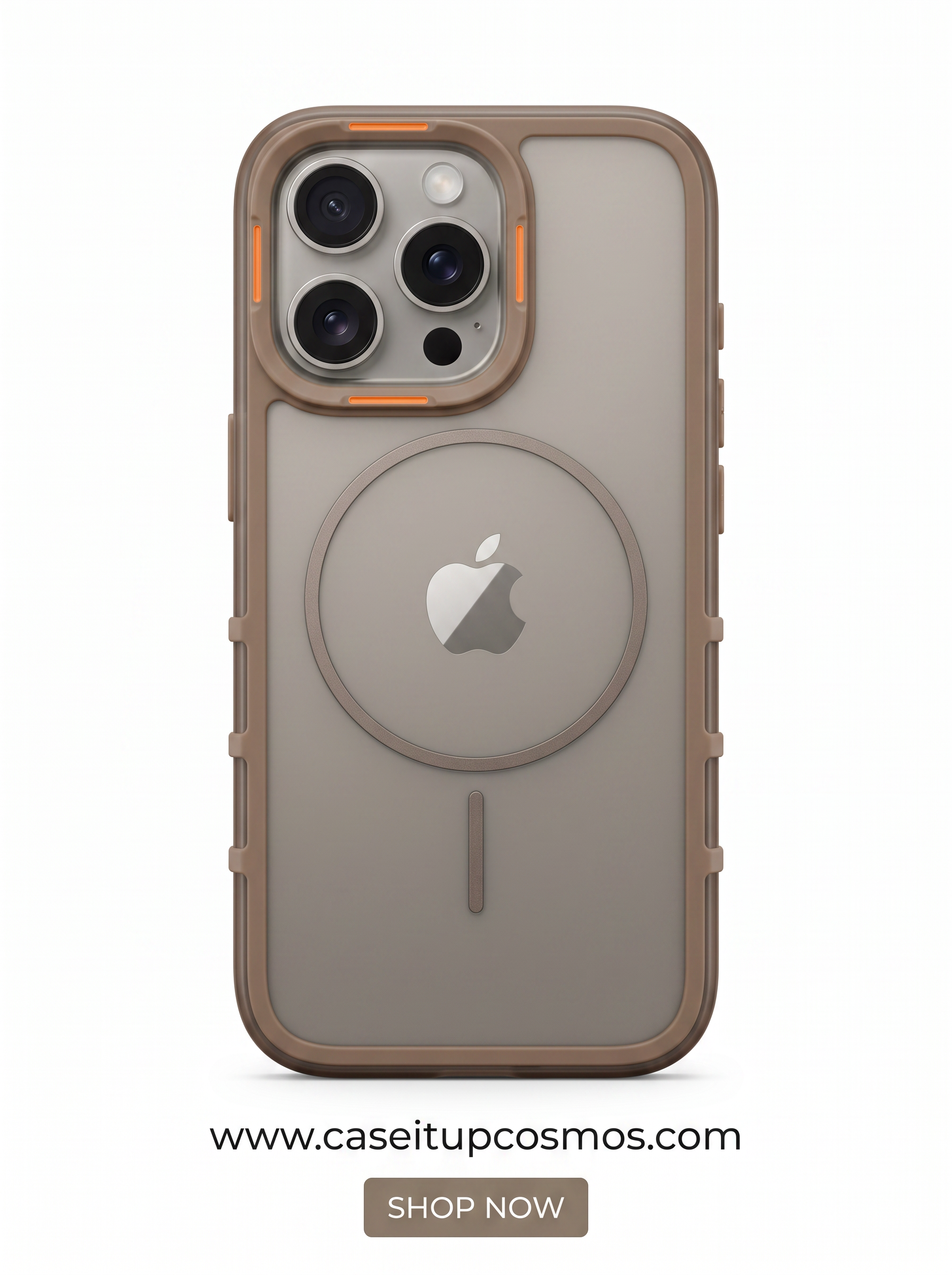 Cosmos™ Tactical Mesh MagSafe iPhone Case | Taupe Brown & Orange Accents