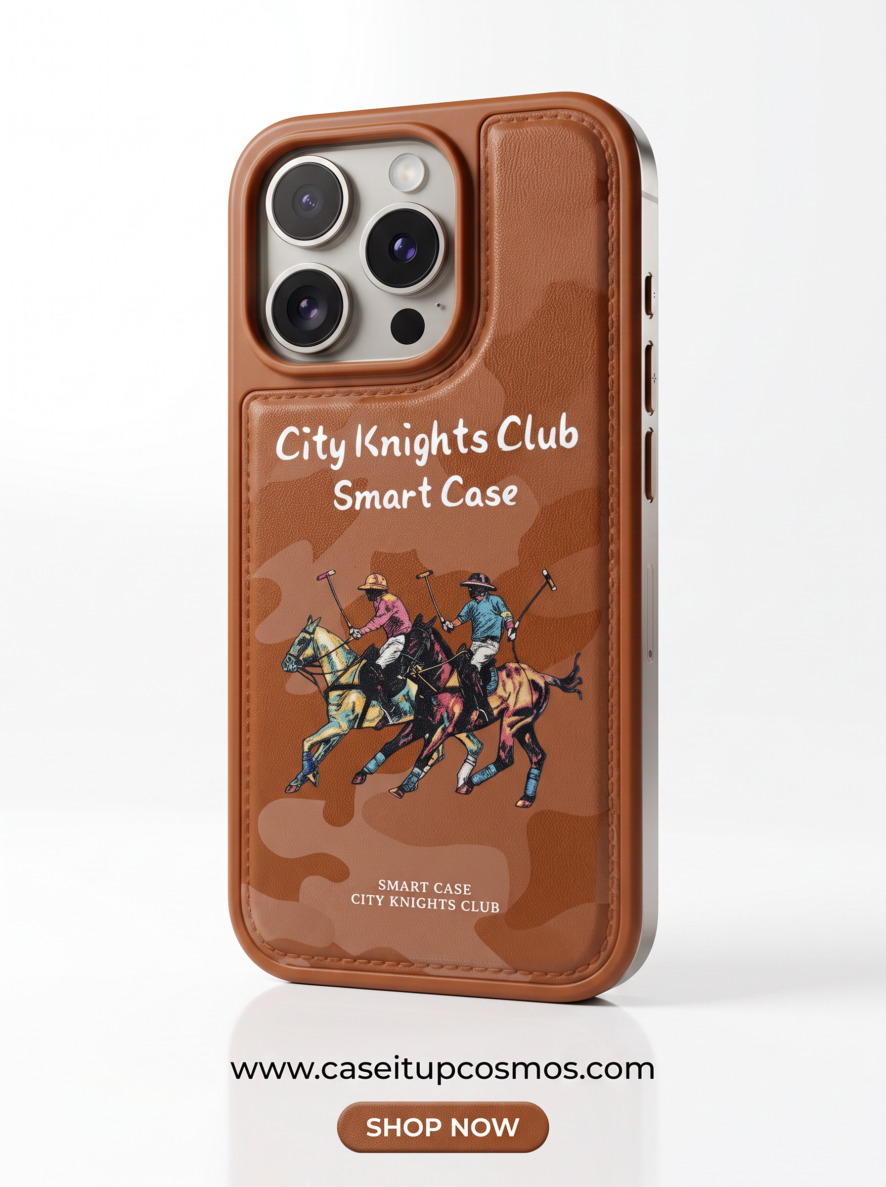 Cosmos™ City Knights Club Polo Leather iPhone Case | Equestrian Heritage Art