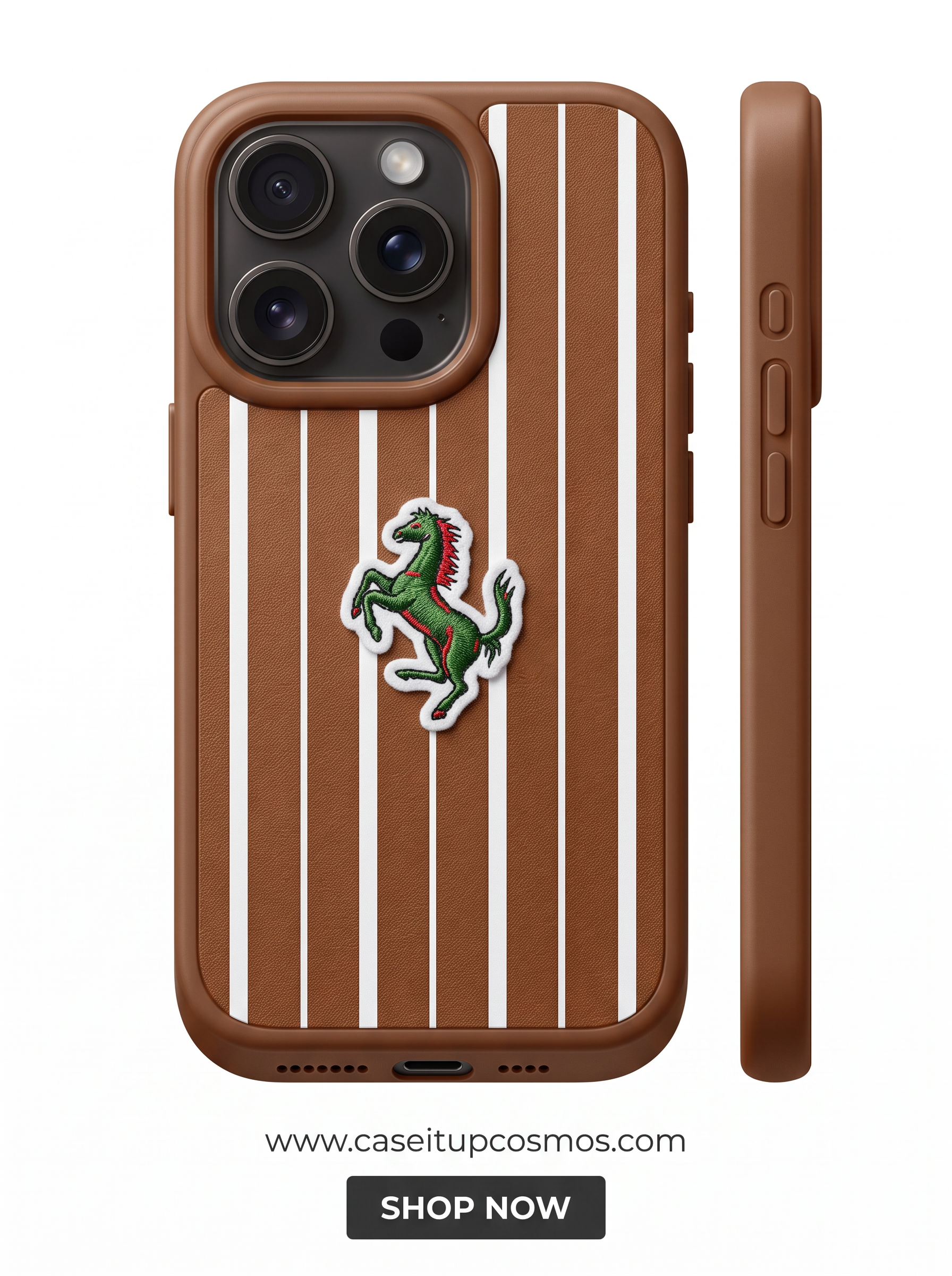 Cosmos™ Vintage Pinstripe Embroidered Leather iPhone Case | Tennis Heritage Edition