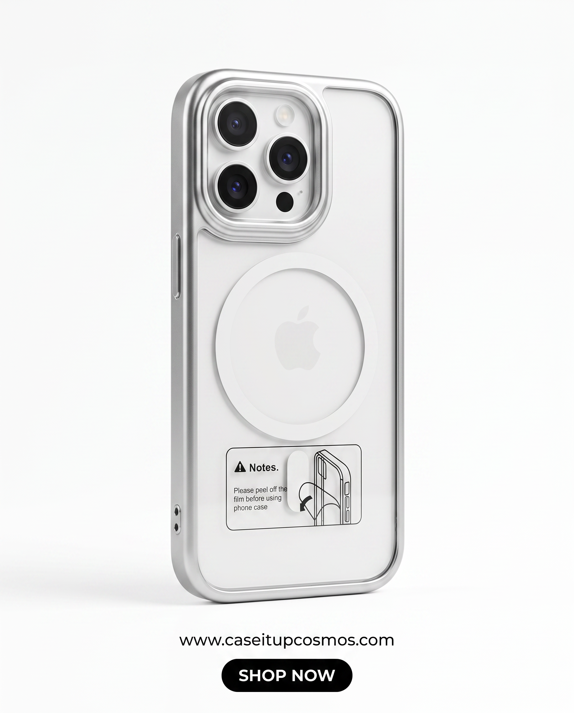 Cosmos™ Minimalist Clear Hybrid MagSafe Cover | Satin Metallic Bumper