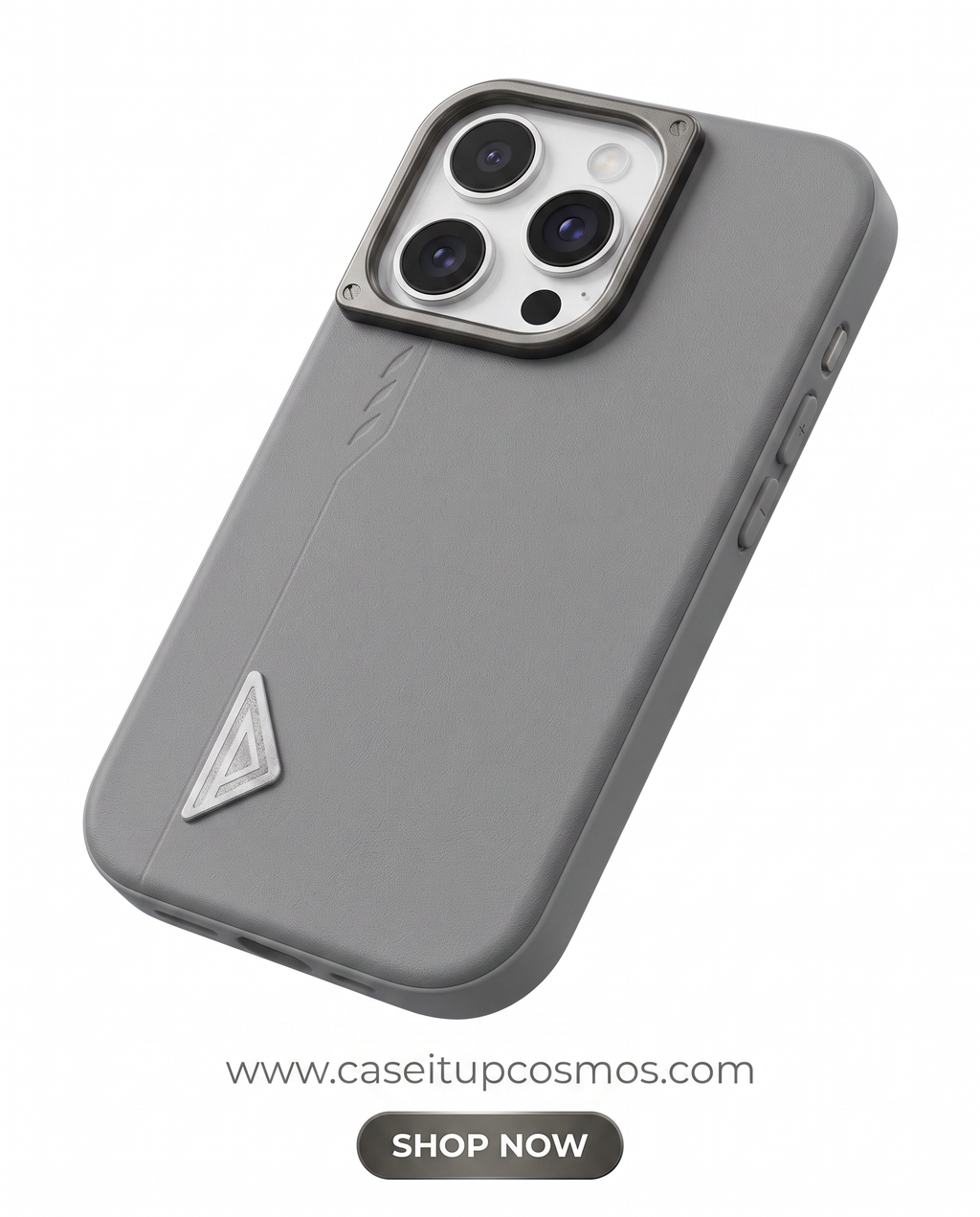 The Prism Emblem Edition Leather iPhone Case | Champagne Gold Camera Shield