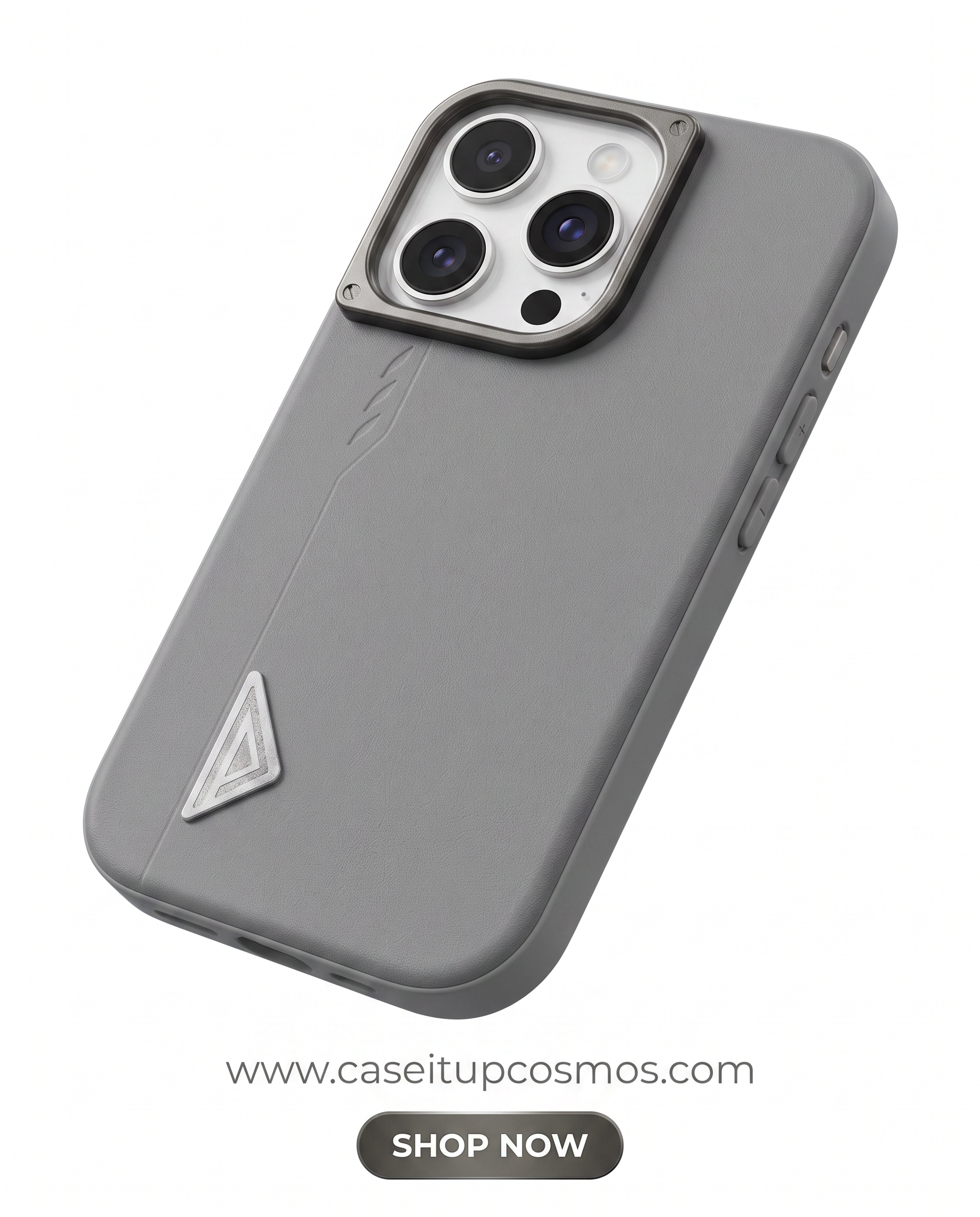 The Prism Emblem Edition Leather iPhone Case | Champagne Gold Camera Shield