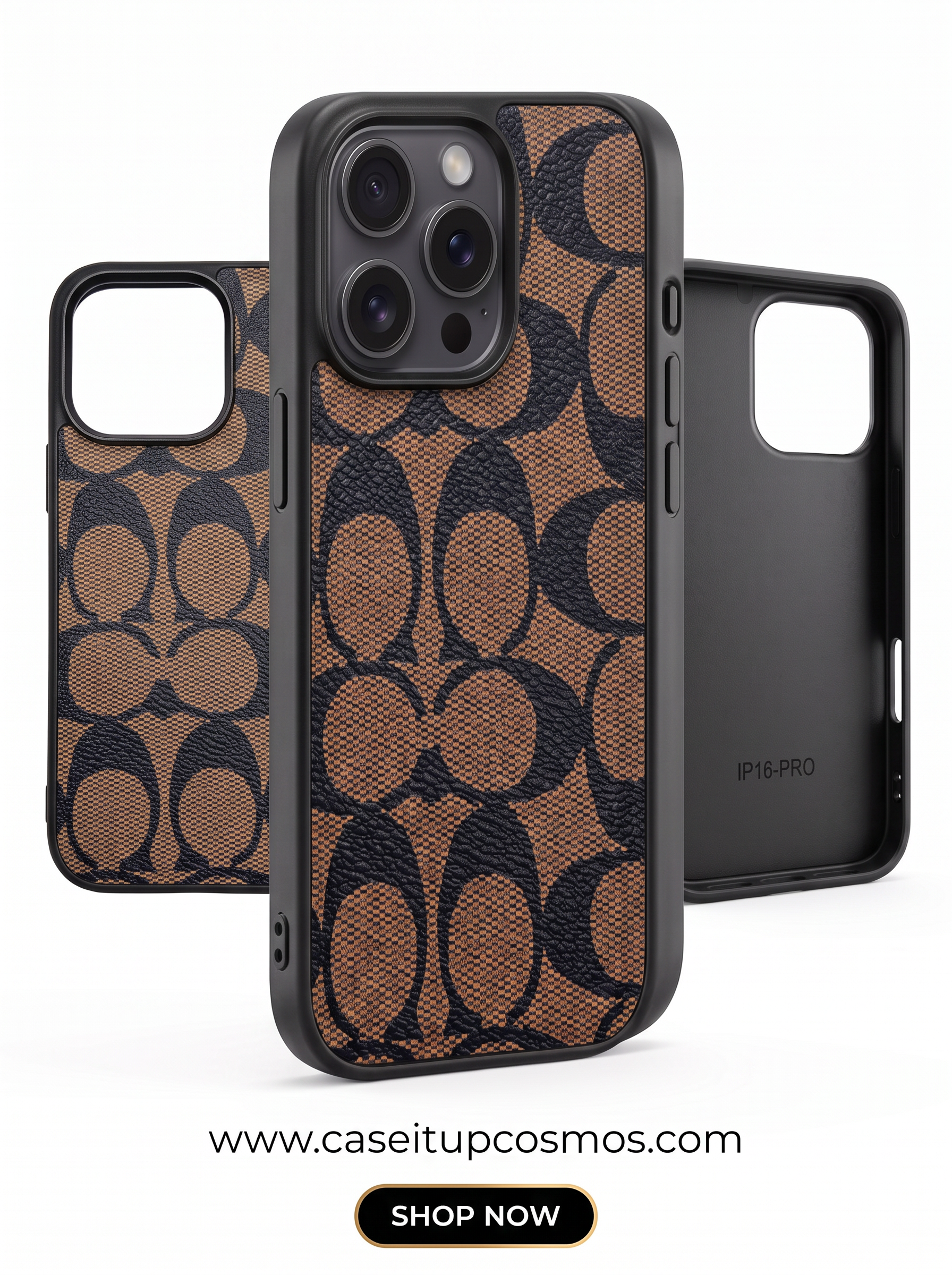 Cosmos™ Signature "C" Monogram Canvas & Leather iPhone Case | Saddle Tan