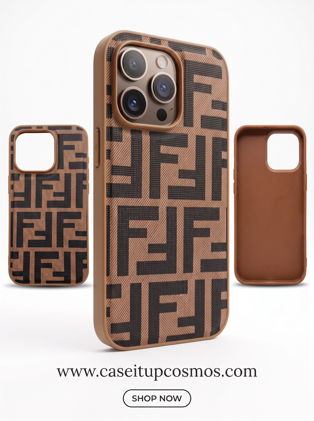 Cosmos™ FF Double-Monogram Woven Canvas iPhone Case | Tobacco Tan