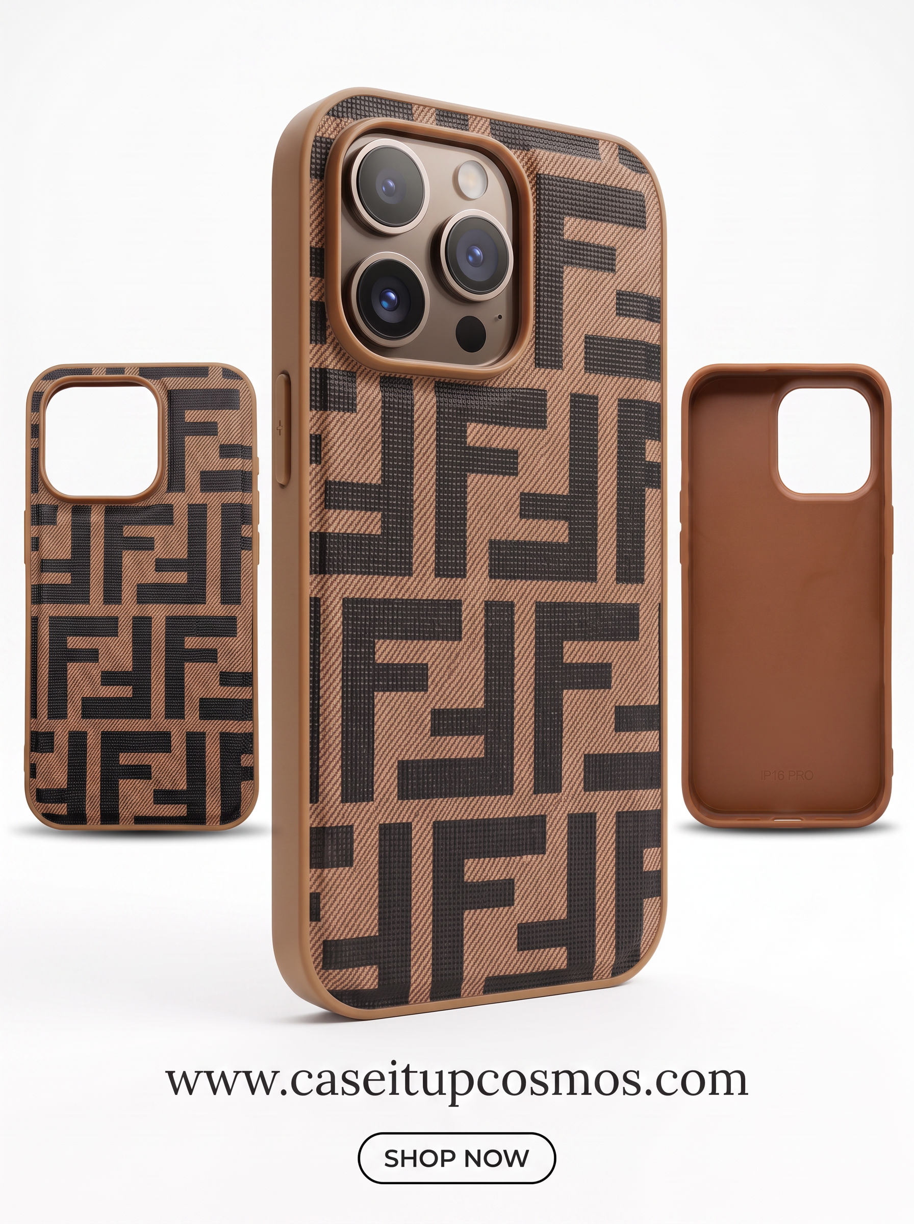 Cosmos™ FF Double-Monogram Woven Canvas iPhone Case | Tobacco Tan