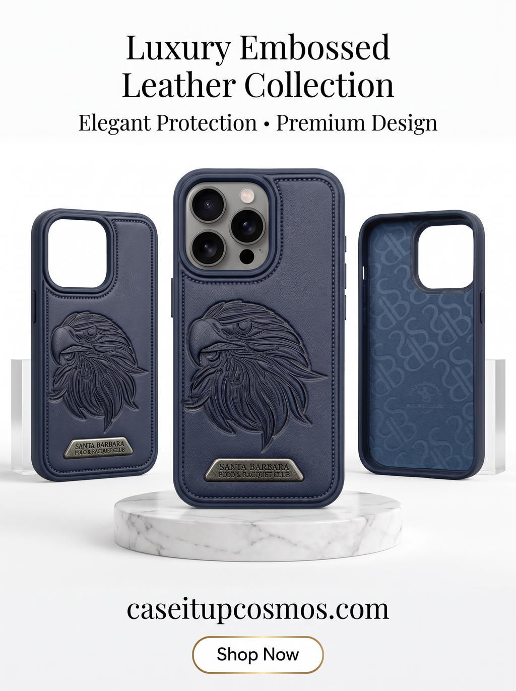 Santa Barbara Premium Eagle Embossed Leather Case – Luxury Shockproof Phone Cover