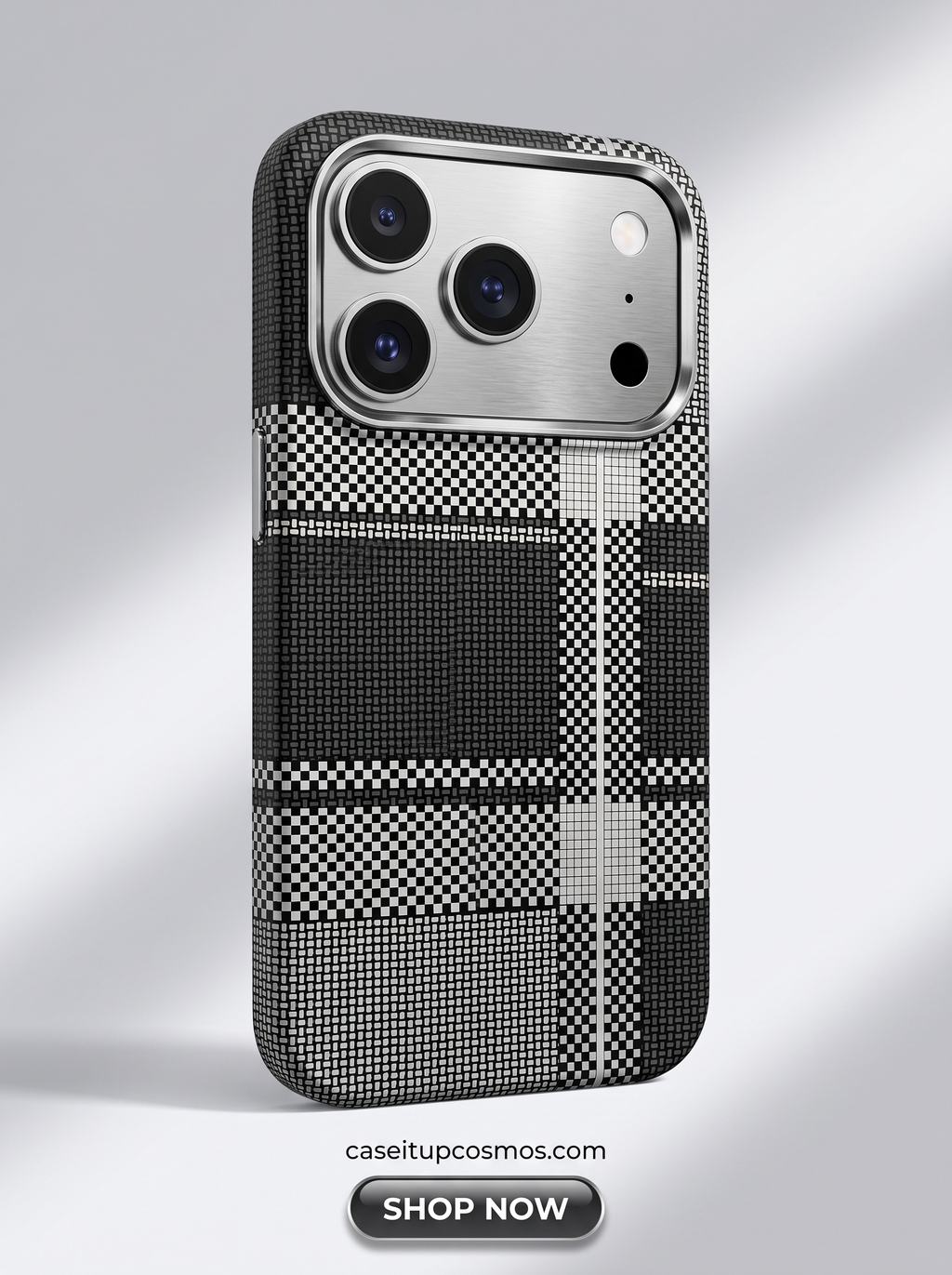 Monochrome Plaid Pixel MagSafe Case – Heritage Check Visor Edition