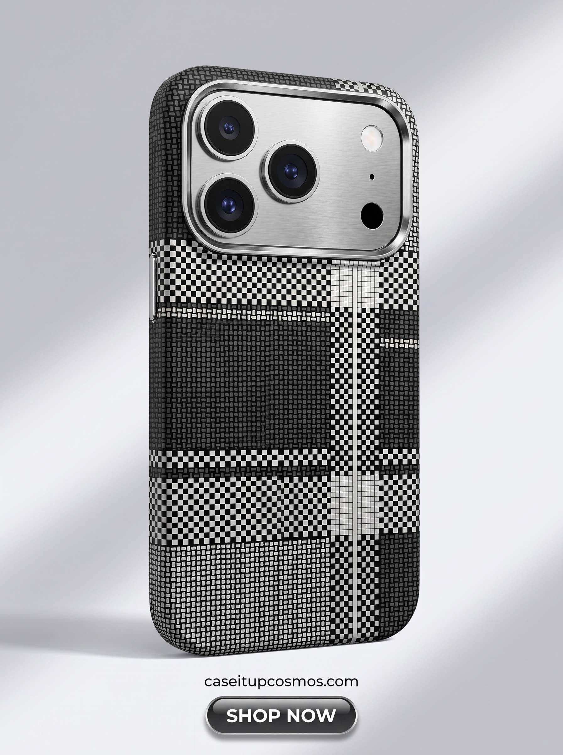 Monochrome Plaid Pixel MagSafe Case – Heritage Check Visor Edition