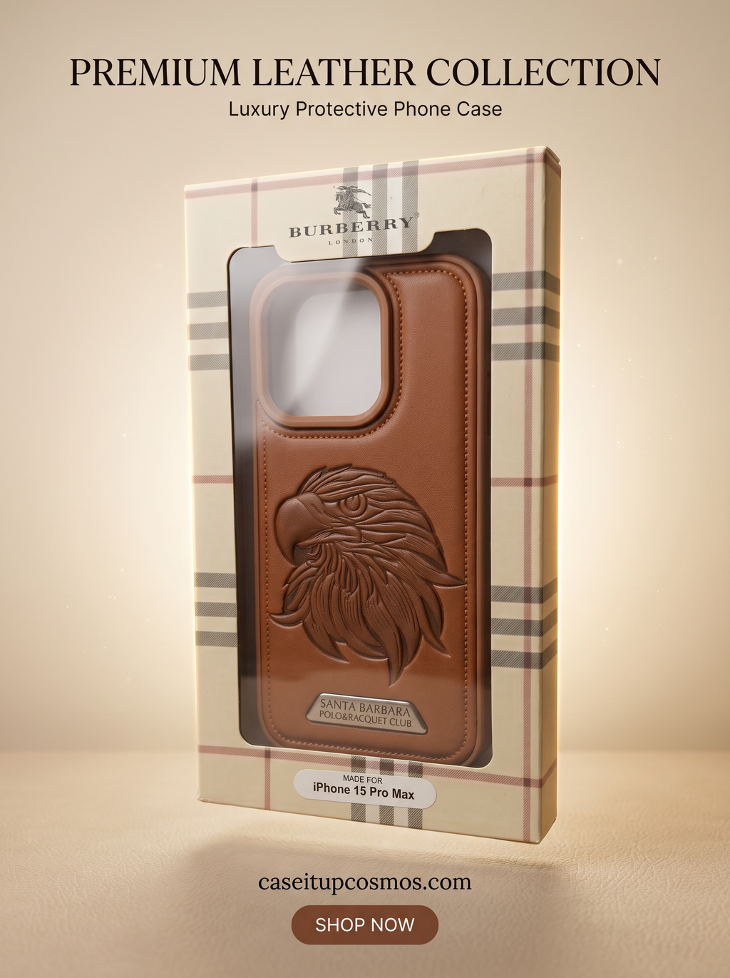 Santa Barbara Premium Eagle Embossed Leather Case – Luxury Shockproof Phone Cover
