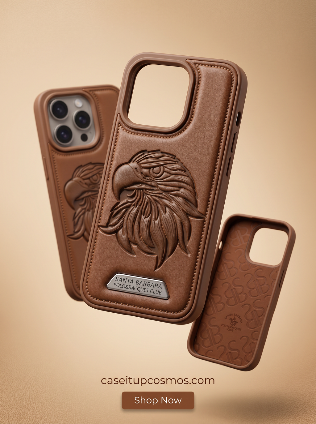 Santa Barbara Premium Eagle Embossed Leather Case – Luxury Shockproof Phone Cover