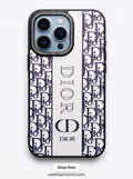 Ultra-Luxury Monogram Leather Case with Diamond Crystal Camera Ring