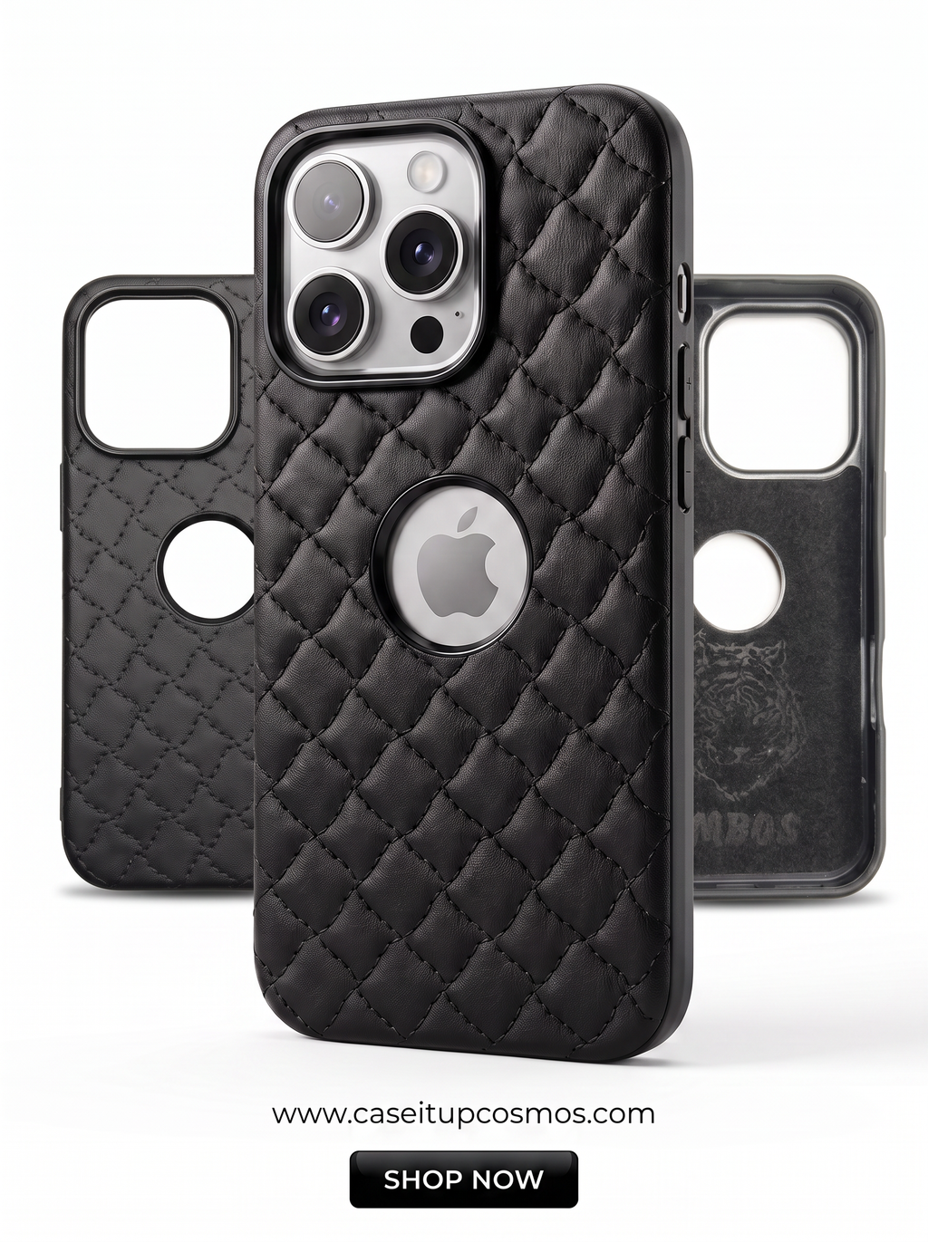 Cosmos™ Signature Quilted Leather iPhone Case | Luxury Diamond Stitch