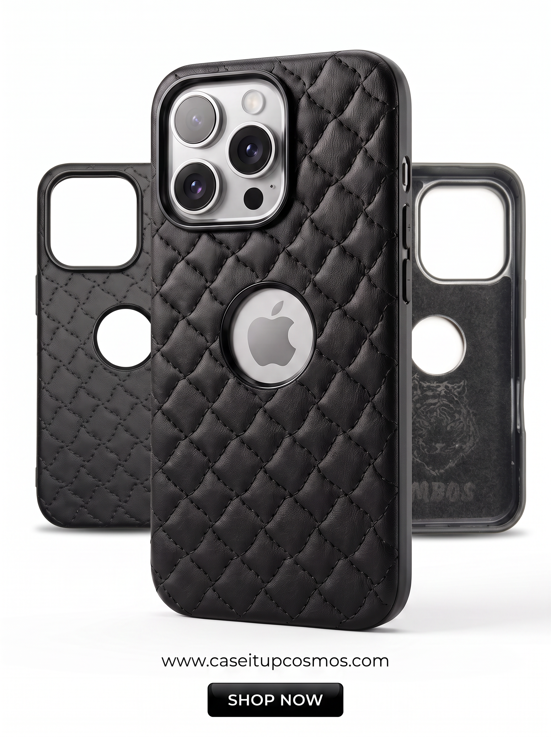 Cosmos™ Signature Quilted Leather iPhone Case | Luxury Diamond Stitch