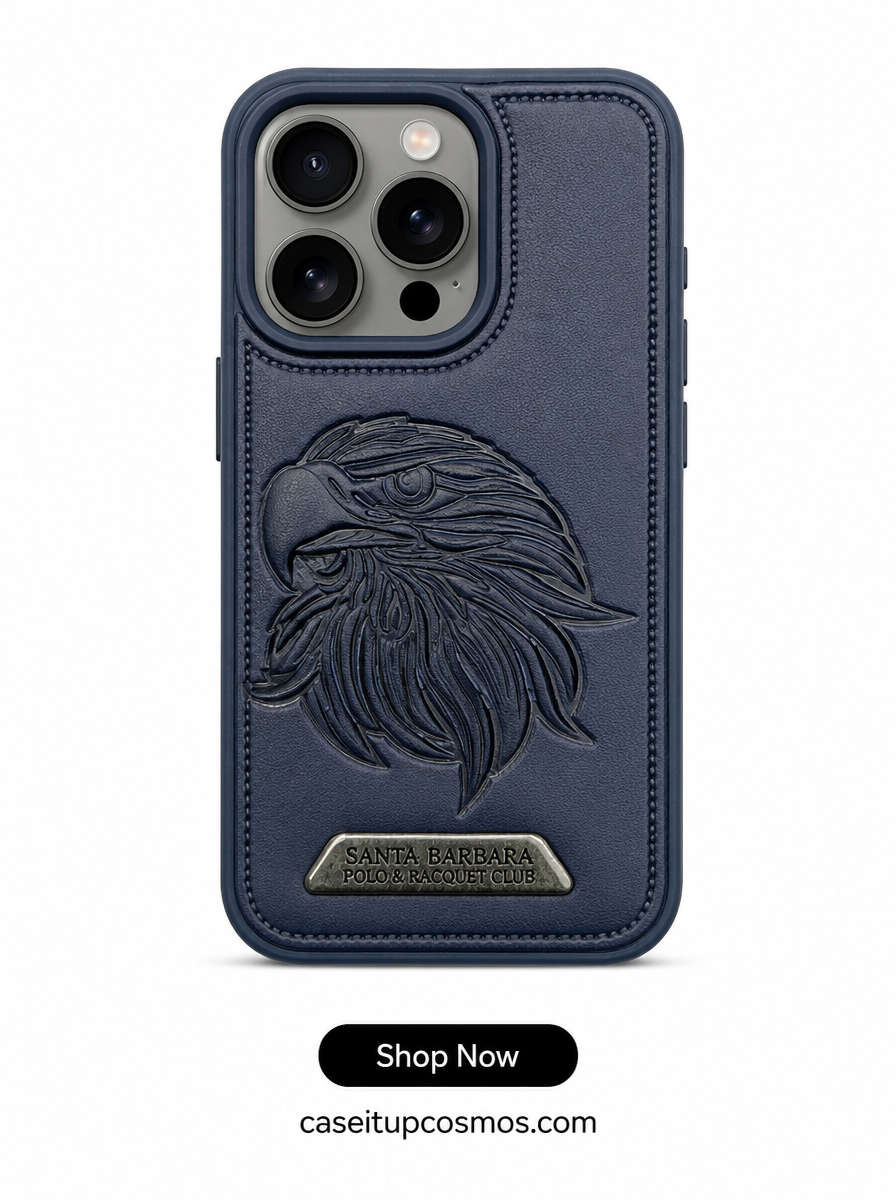 Santa Barbara Premium Eagle Embossed Leather Case – Luxury Shockproof Phone Cover