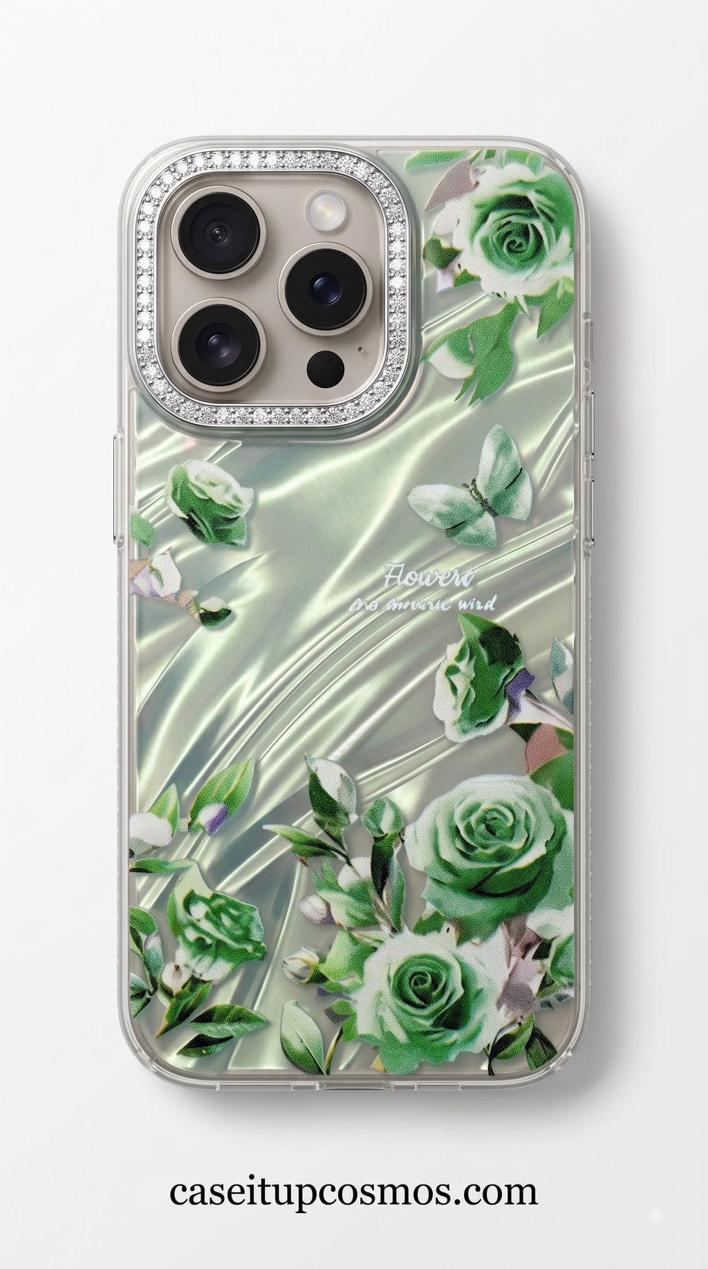 Floral Luxe Crystal Camera Phone Case – Premium Shockproof Transparent Cover