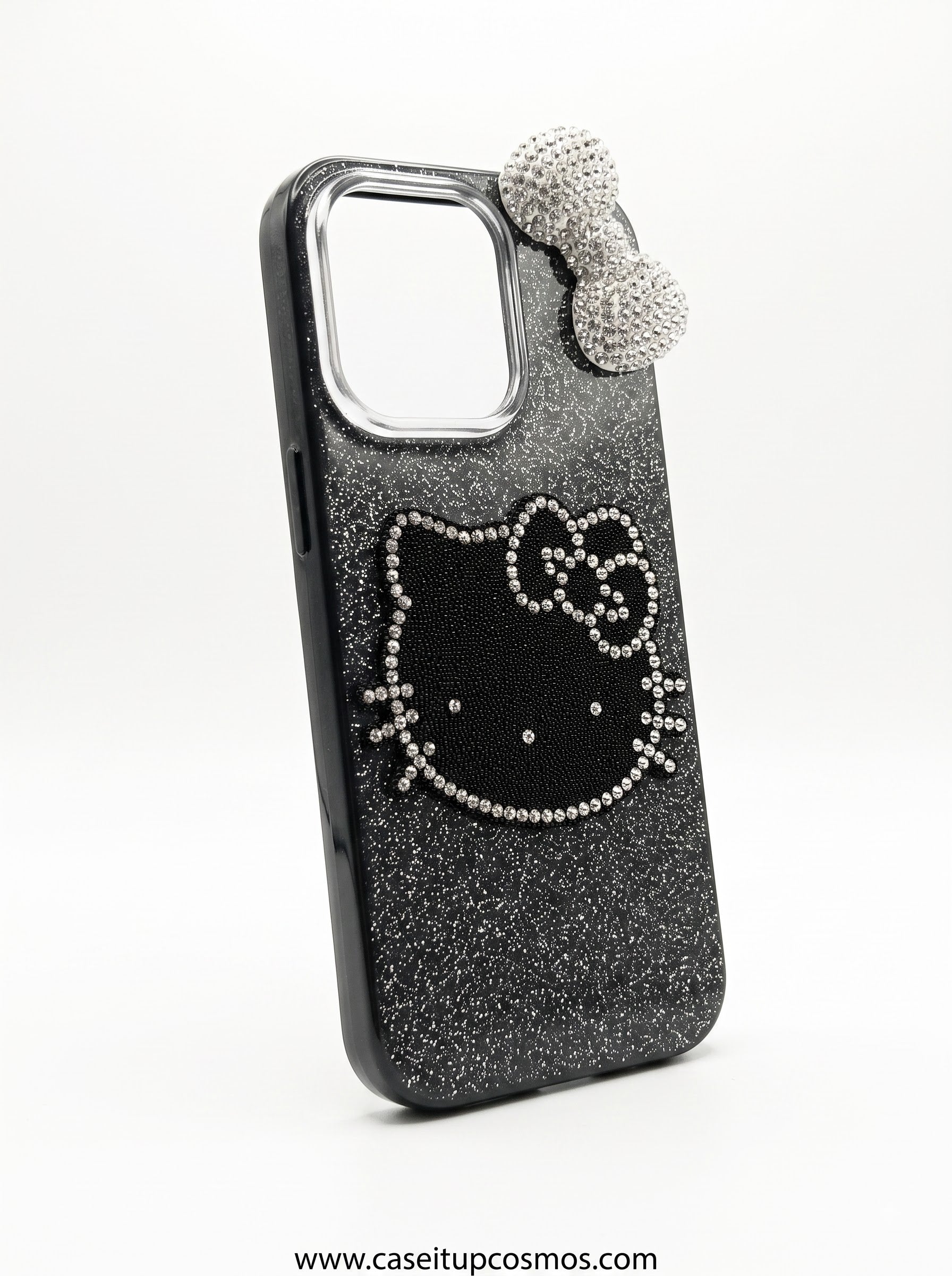 Y2K Hello Kitty Crystal Rhinestone Bow Glitter iPhone Cover