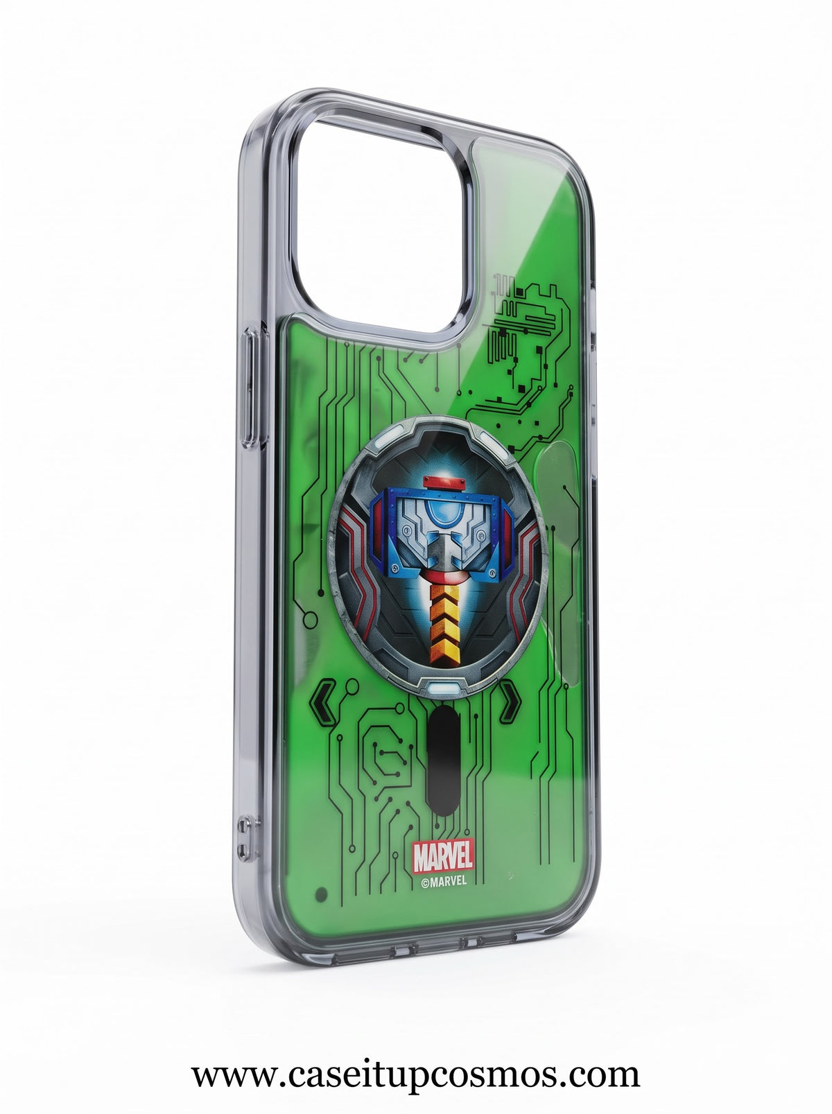 Cosmos™ Marvel Thor Hammer Cyber Circuit iPhone Case | Electric Green Edition