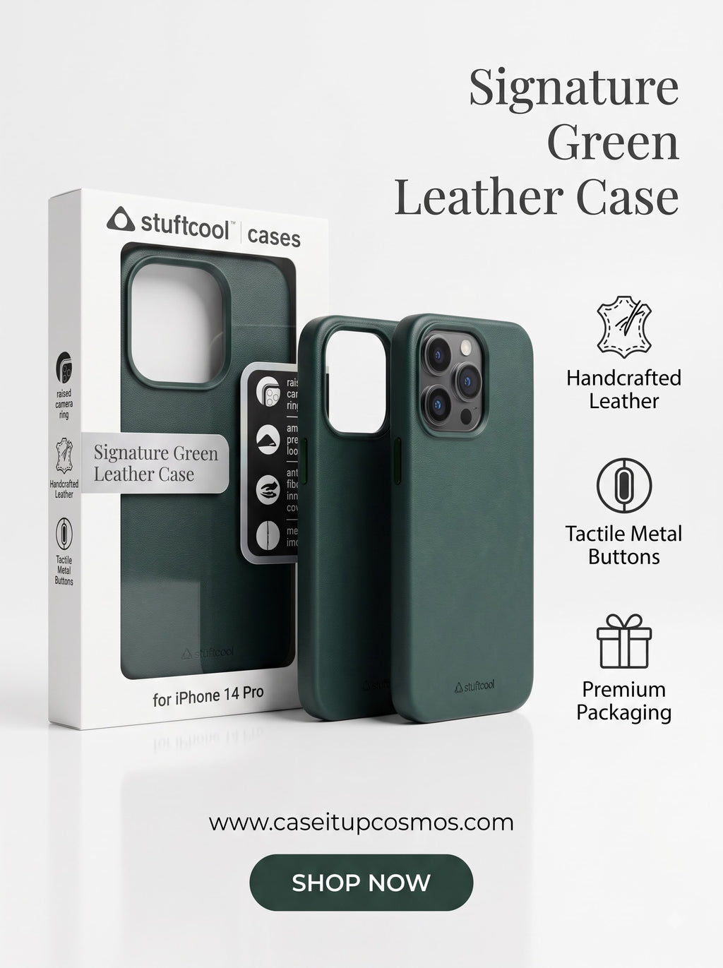Executive Alpine Green Leather Case for iPhone | Soft Microfiber Lining