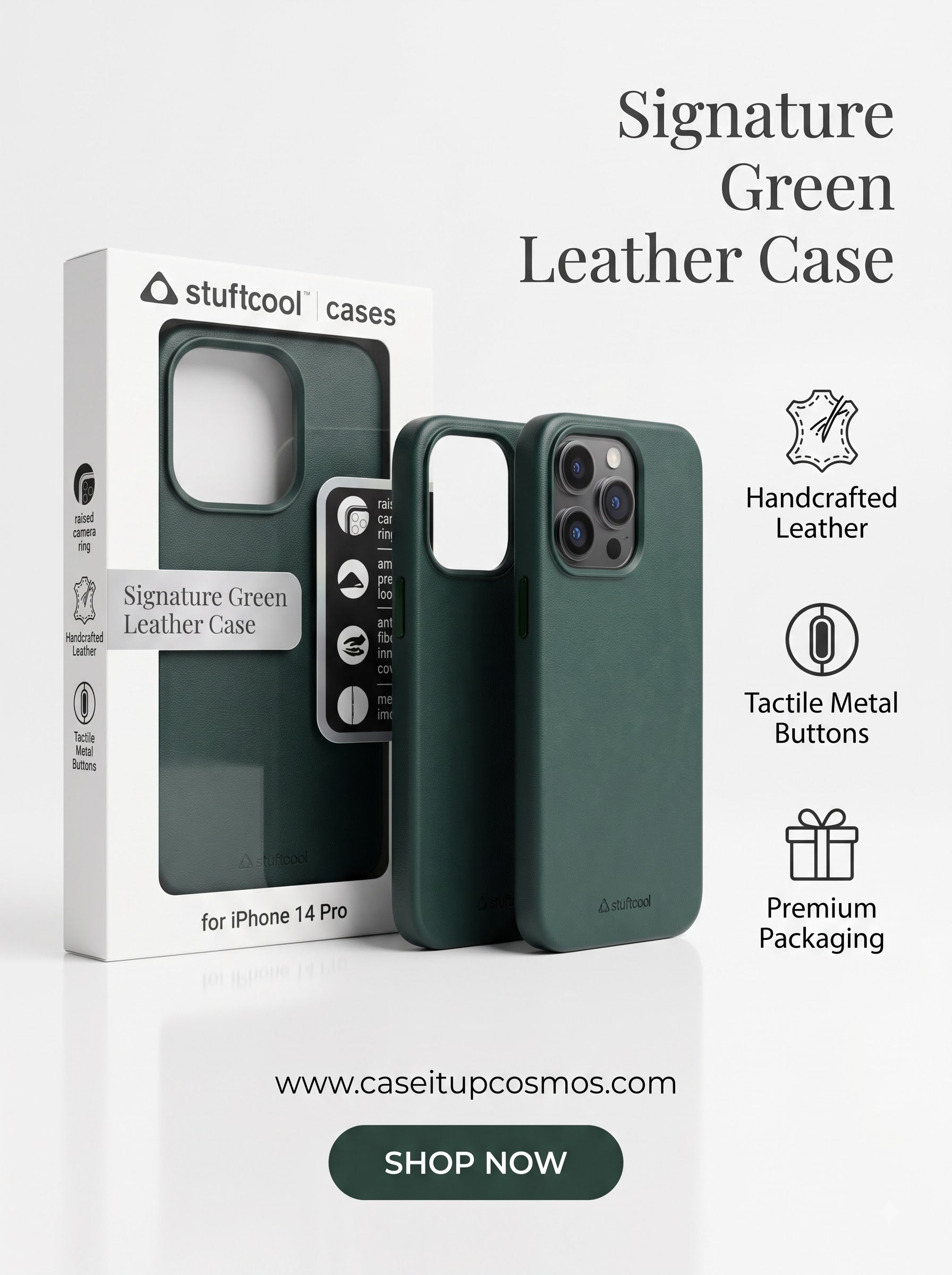 Executive Alpine Green Leather Case for iPhone | Soft Microfiber Lining