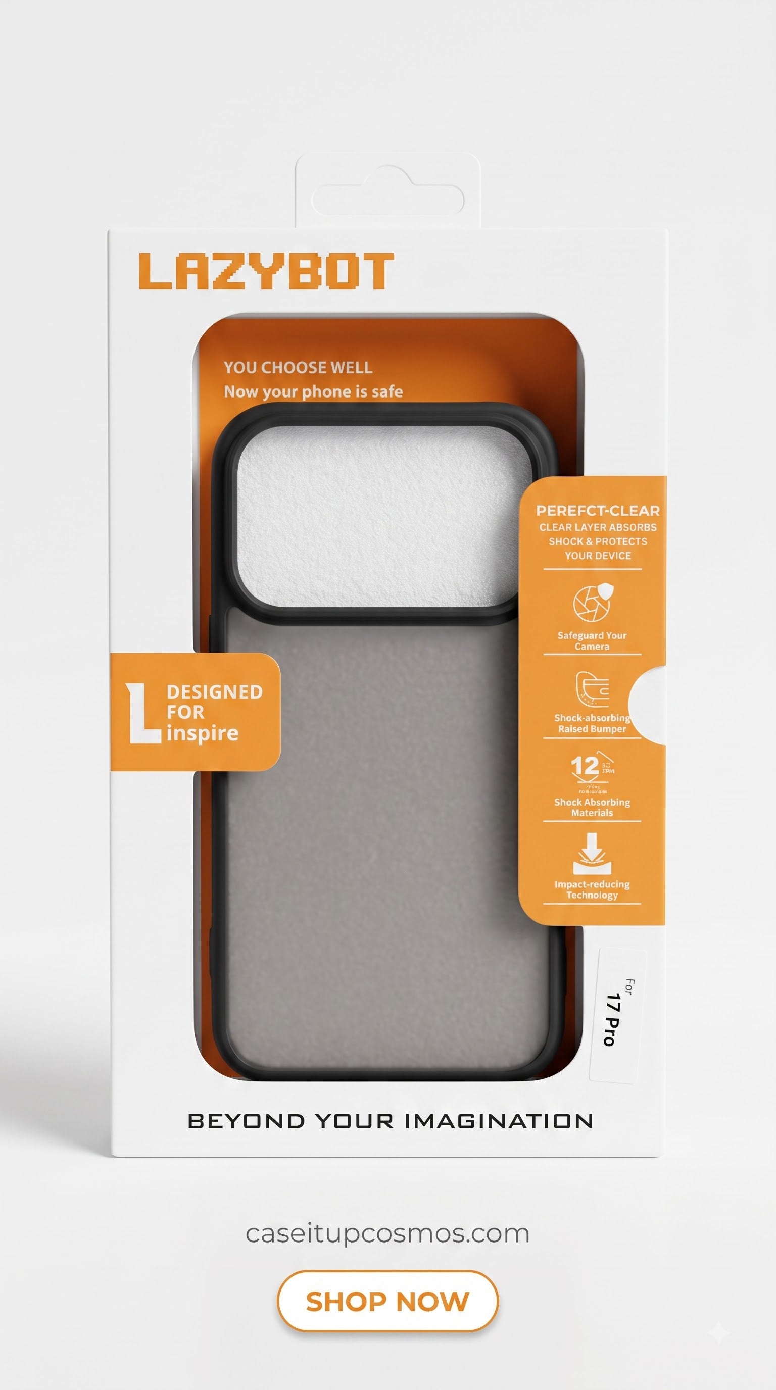 LAZYBOT Smoked Translucent Case – 12FT Drop Shield & Panoramic Visor Guard