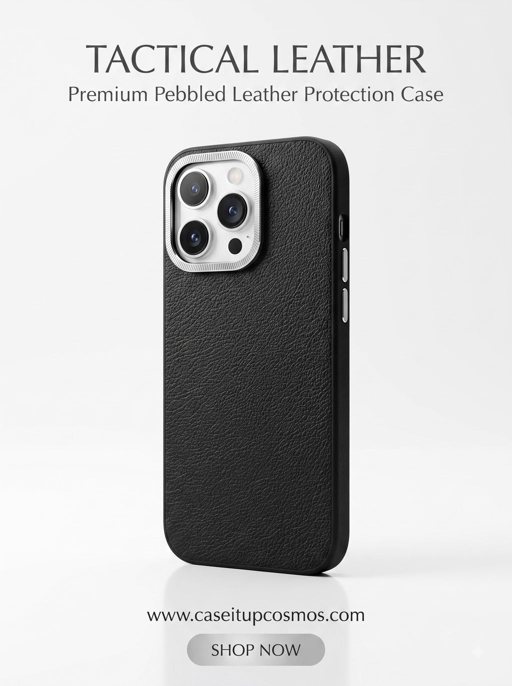 Cosmos™ Tactical Pebbled Leather iPhone Cover | Shockproof Air-Ridge Interior