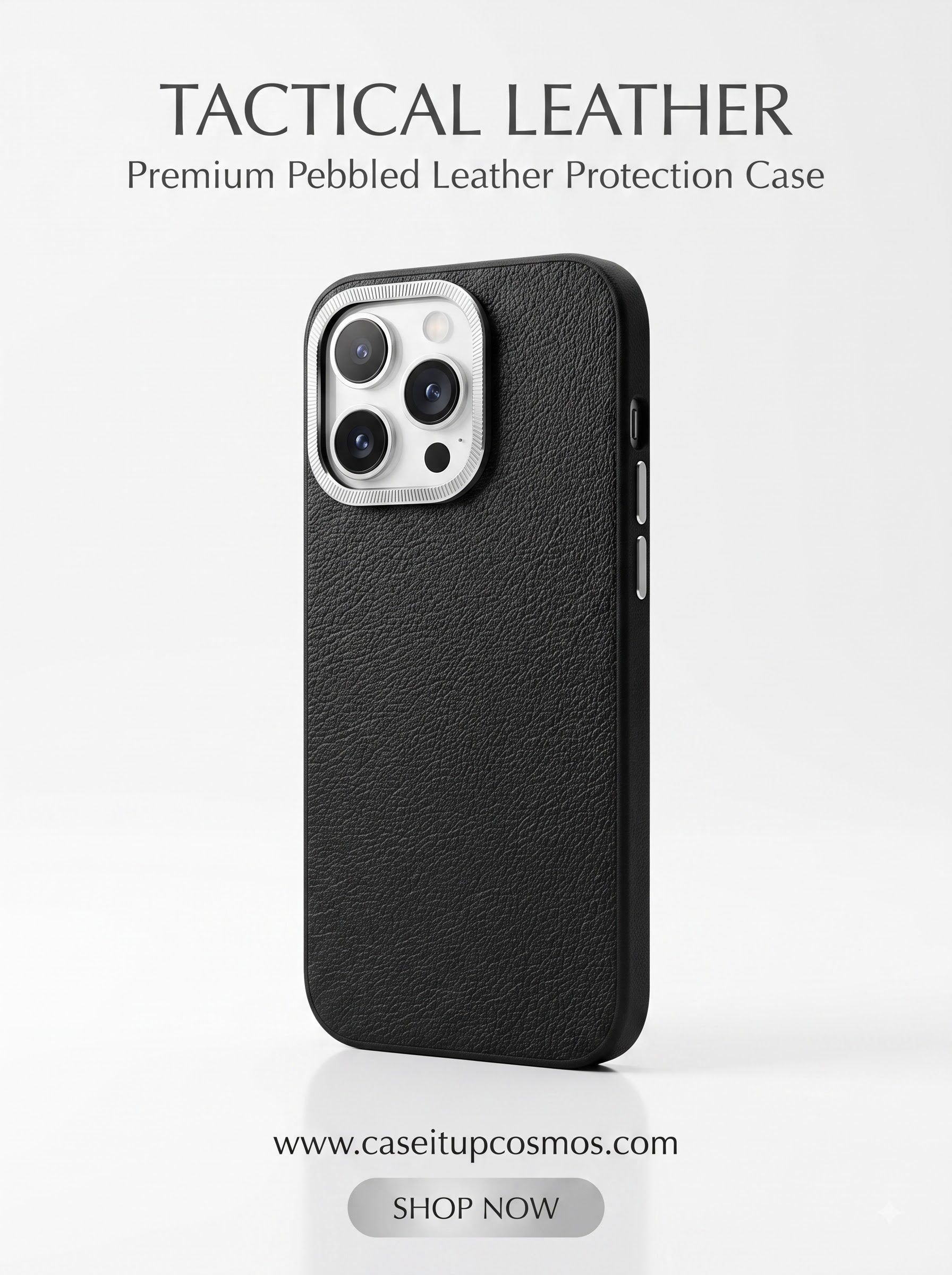 Cosmos™ Tactical Pebbled Leather iPhone Cover | Shockproof Air-Ridge Interior