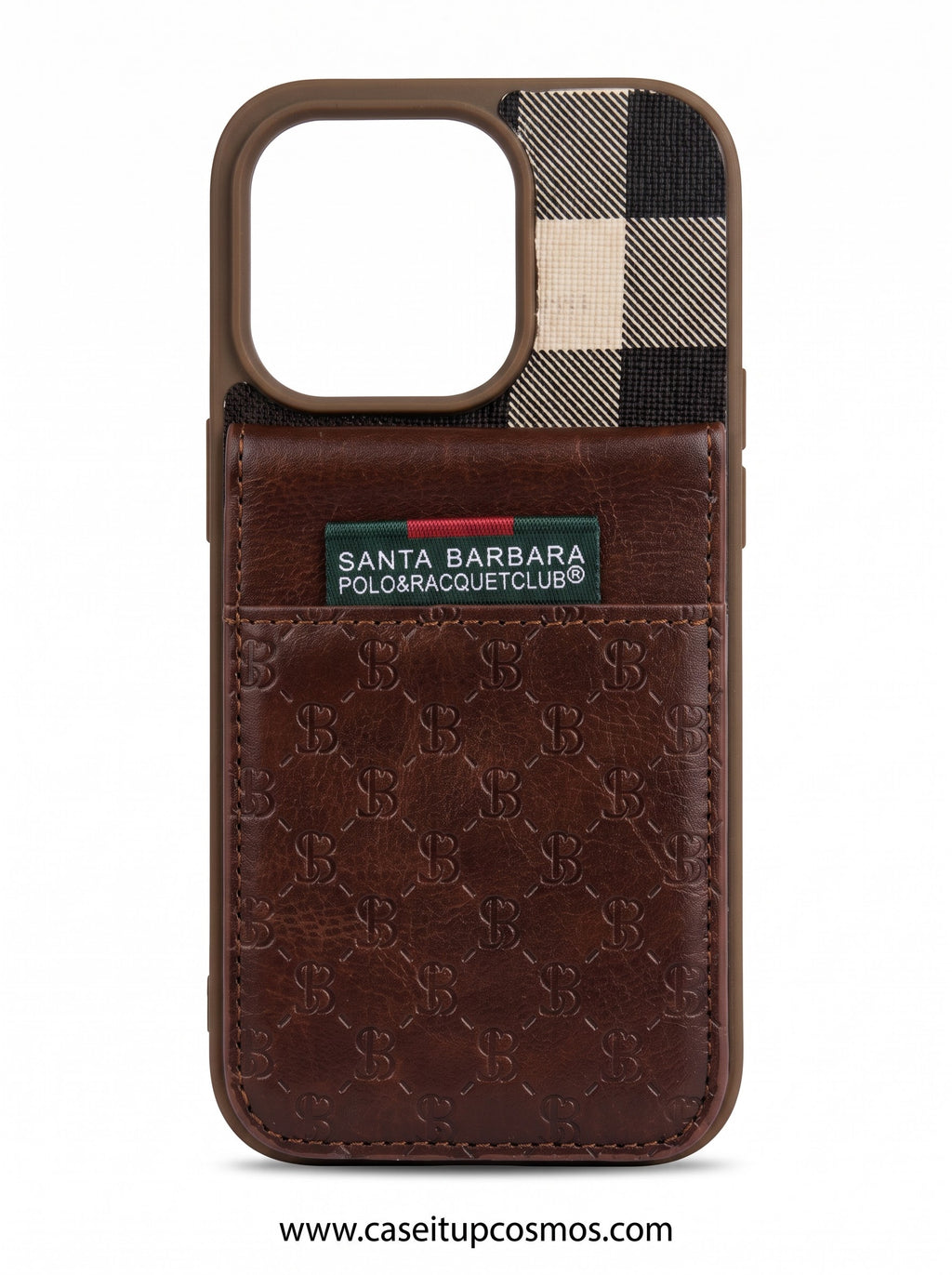 Santa Barbara Polo Monogram Leather Wallet Case for iPhone | Tartan Check