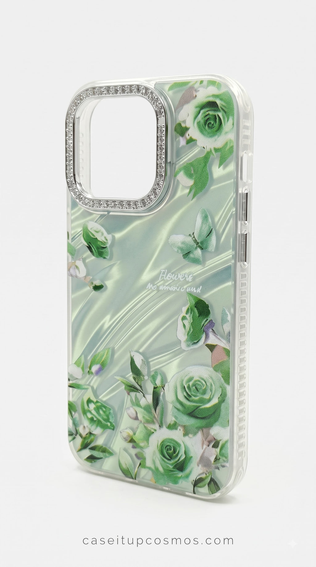 Floral Luxe Crystal Camera Phone Case – Premium Shockproof Transparent Cover