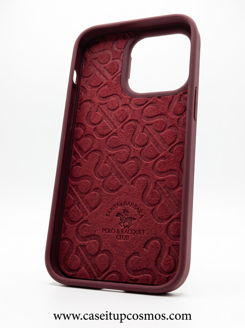 A Luxury Burgundy Tartan Plaid & Debossed Leather Case for iPhone | Suede Interior
