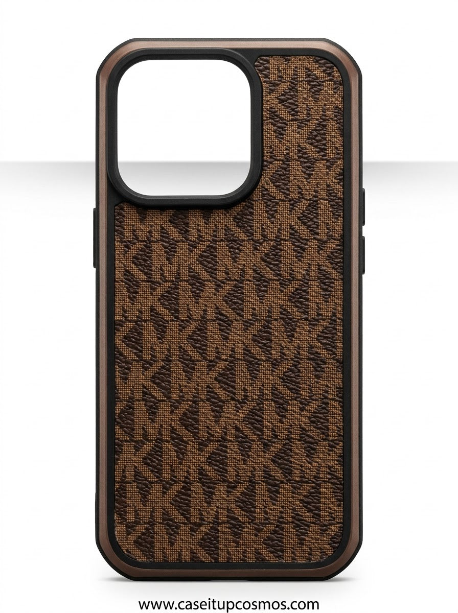 Luxury Woven Monogram Canvas iPhone Cover | Brushed Bronze Frame