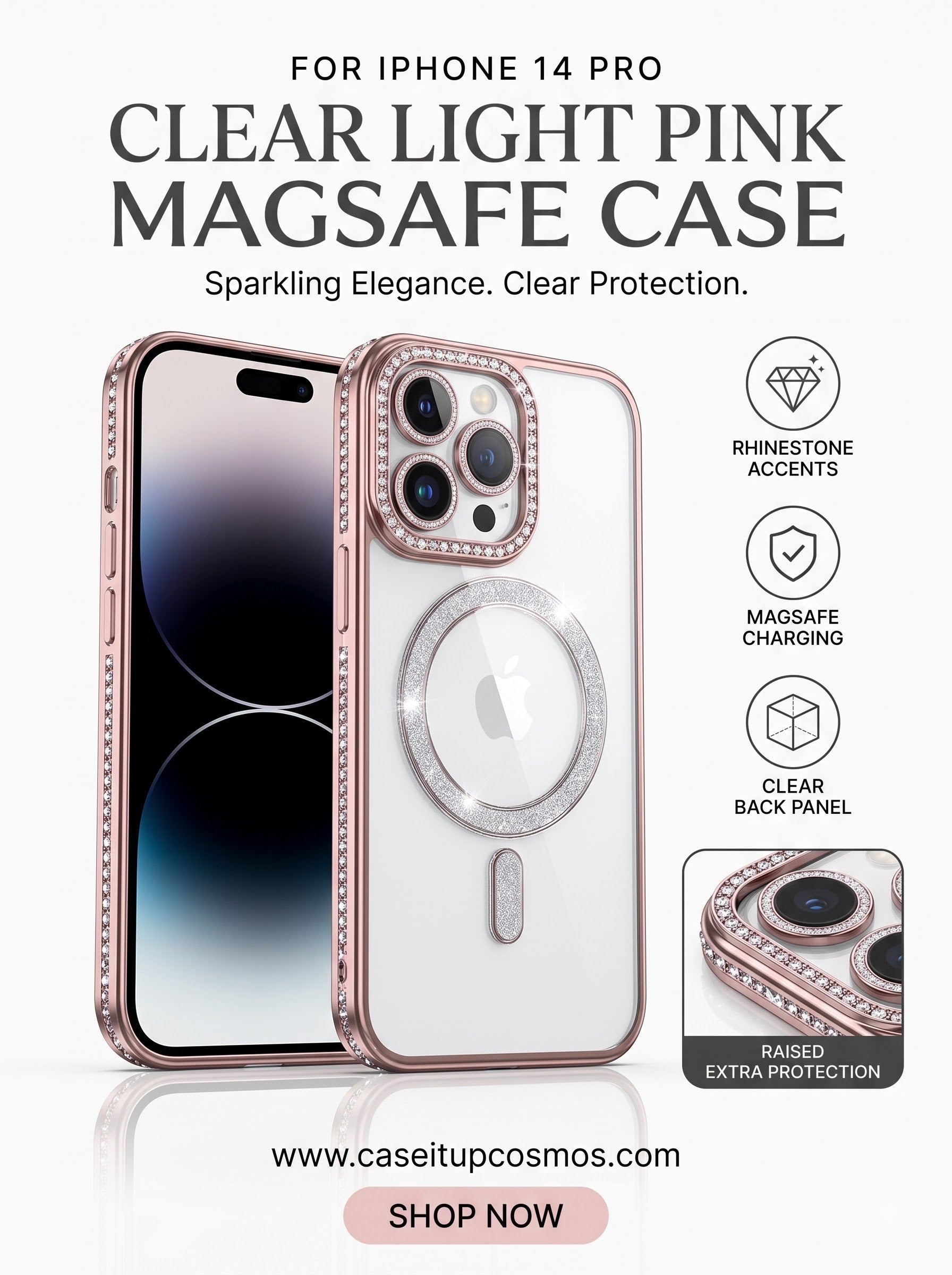 Cosmos™ Electroplated Diamond Sparkle MagSafe iPhone Case | Raised Lens Armor