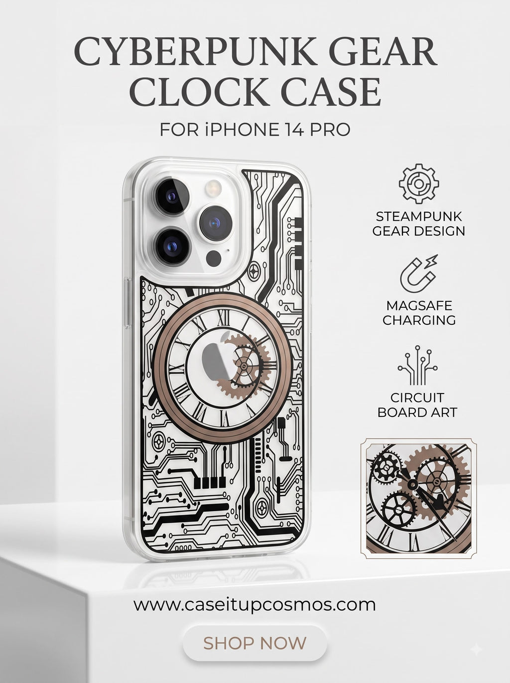 Mechanical Clockwork & Circuit Board MagSafe Case for iPhone | Clear Hybrid